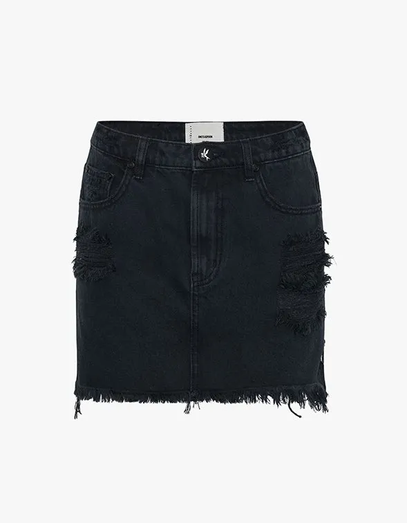 2020 Mini High Waist Denim Skirt - Fox Black