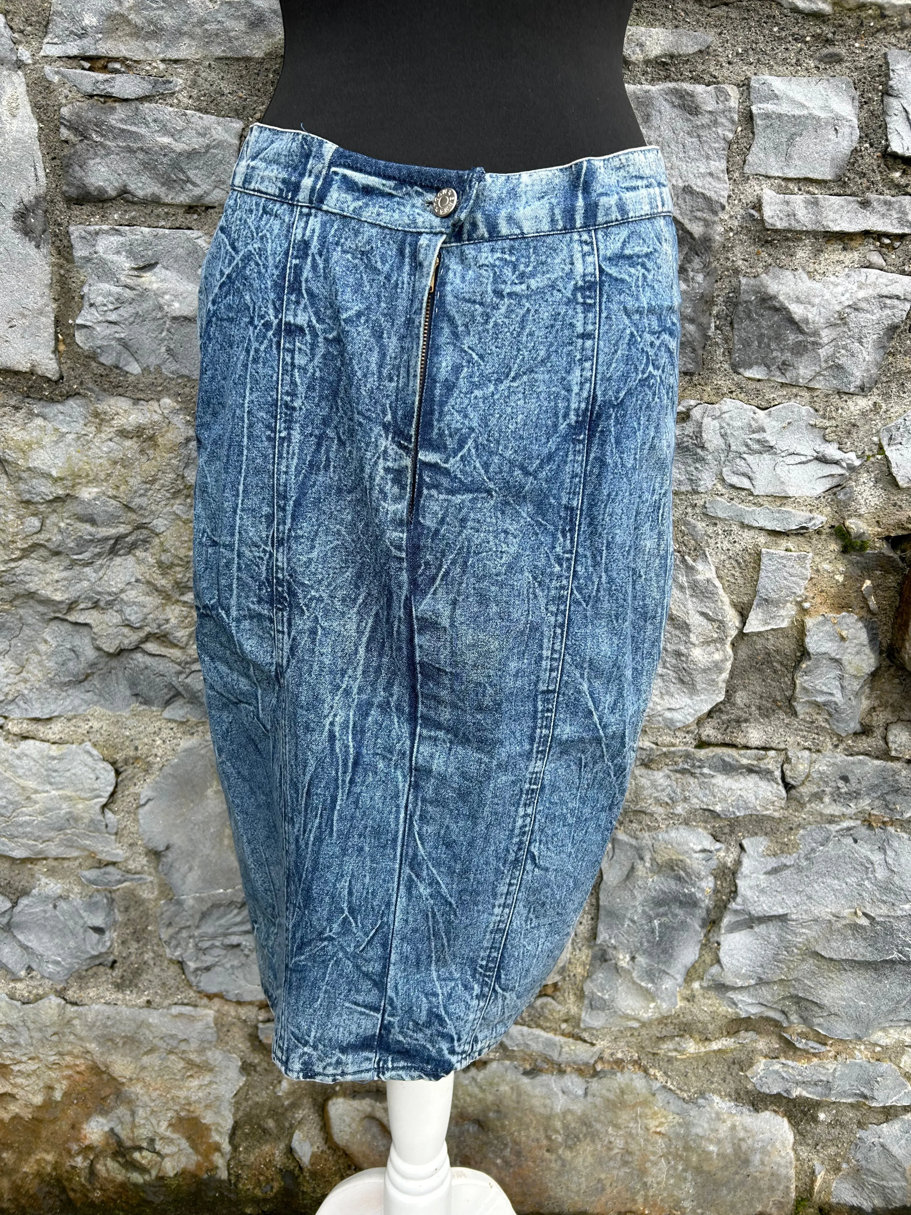 80s acid wash denim skirt uk 12