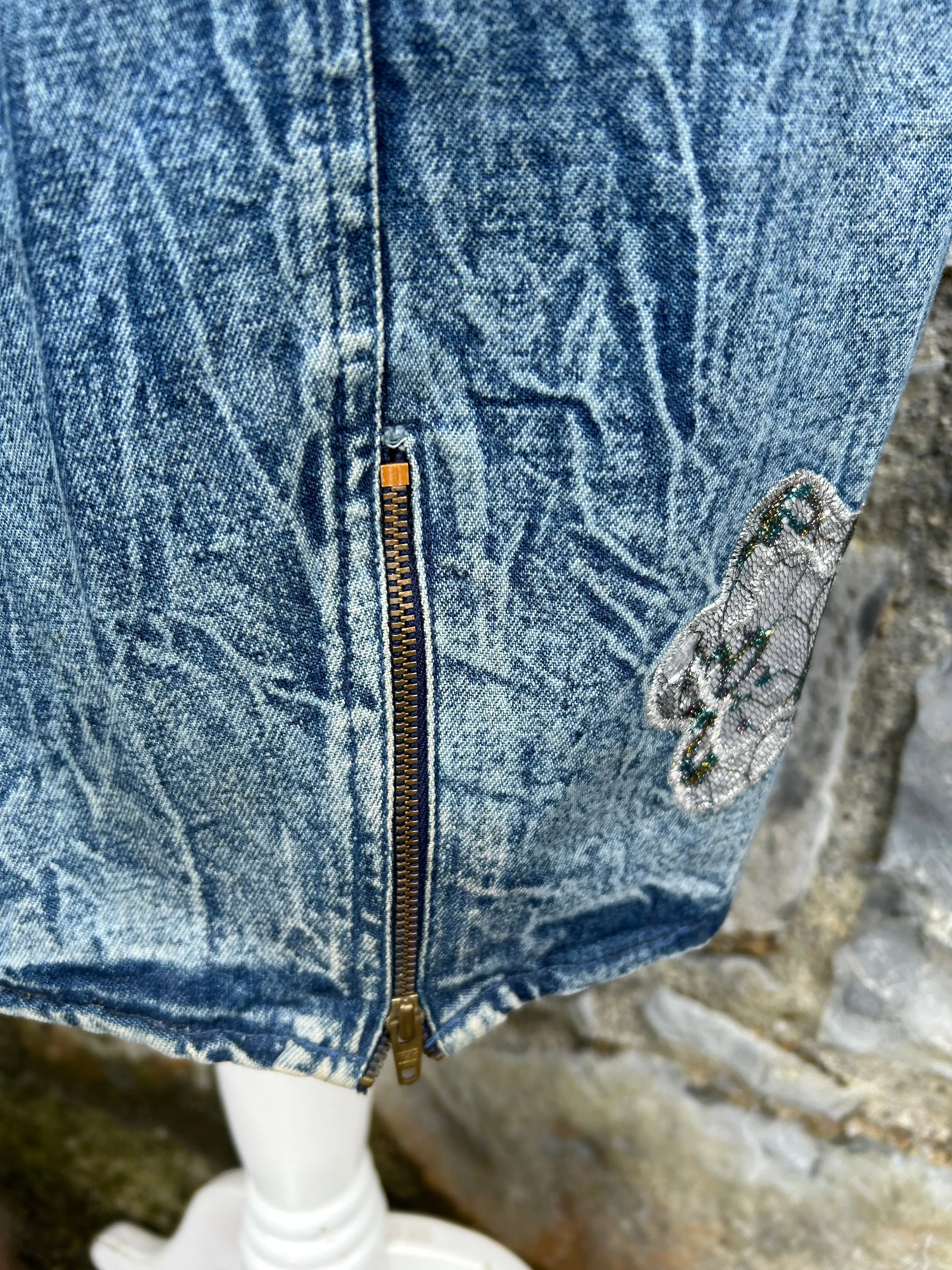 80s acid wash denim skirt uk 12