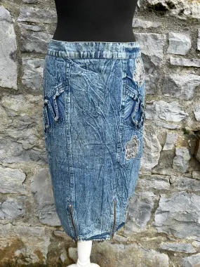 80s acid wash denim skirt uk 12