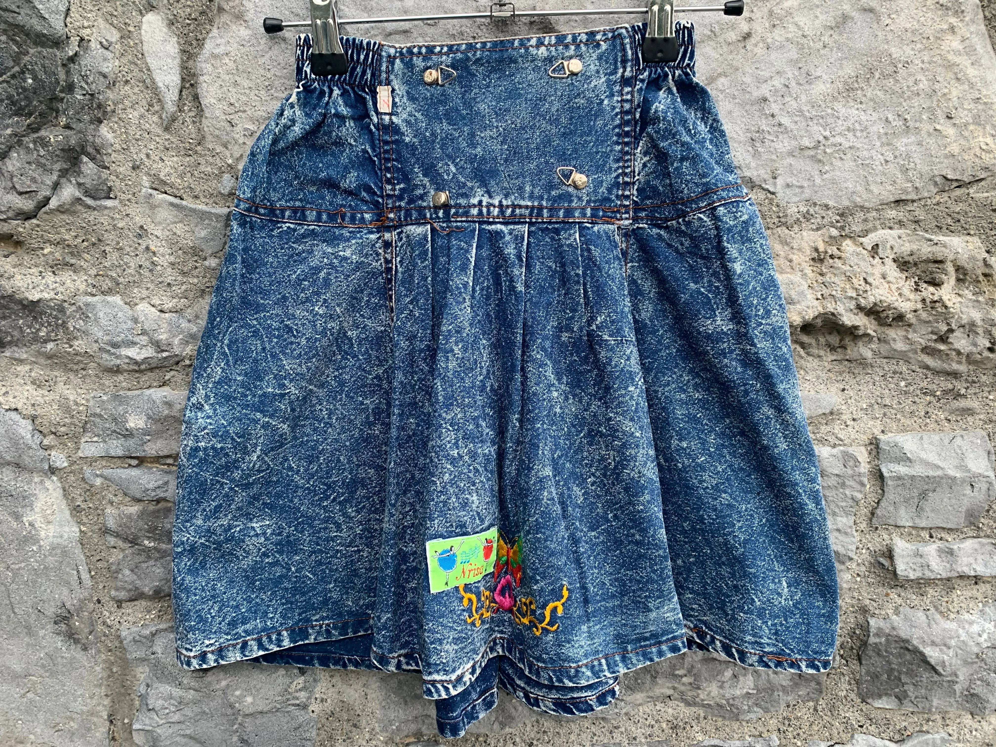 80s denim washed out skirt  10-11y (140-146cm)