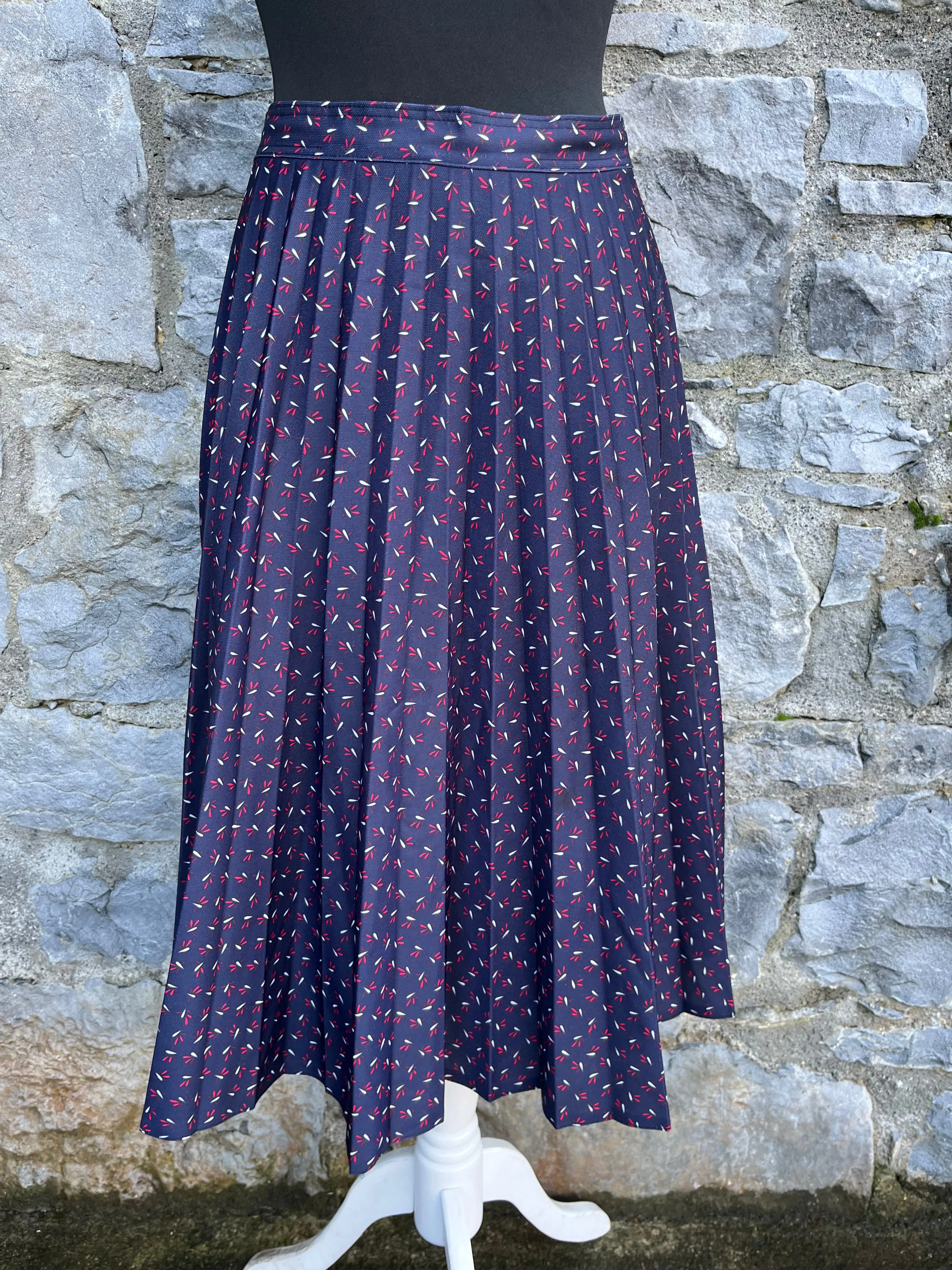 80s navy pleated skirt uk 8-10