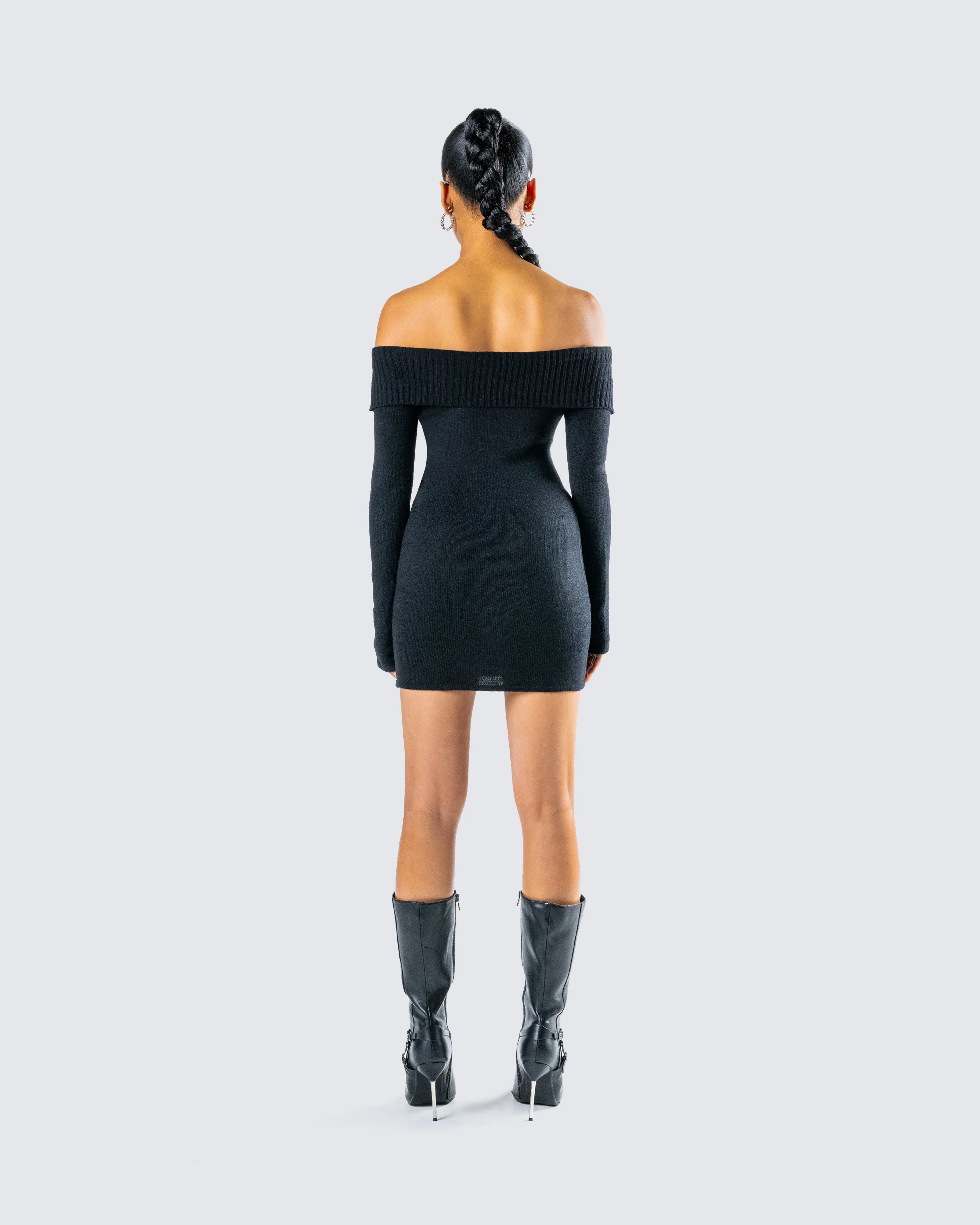 Abeni Black Sweater Mini Dress