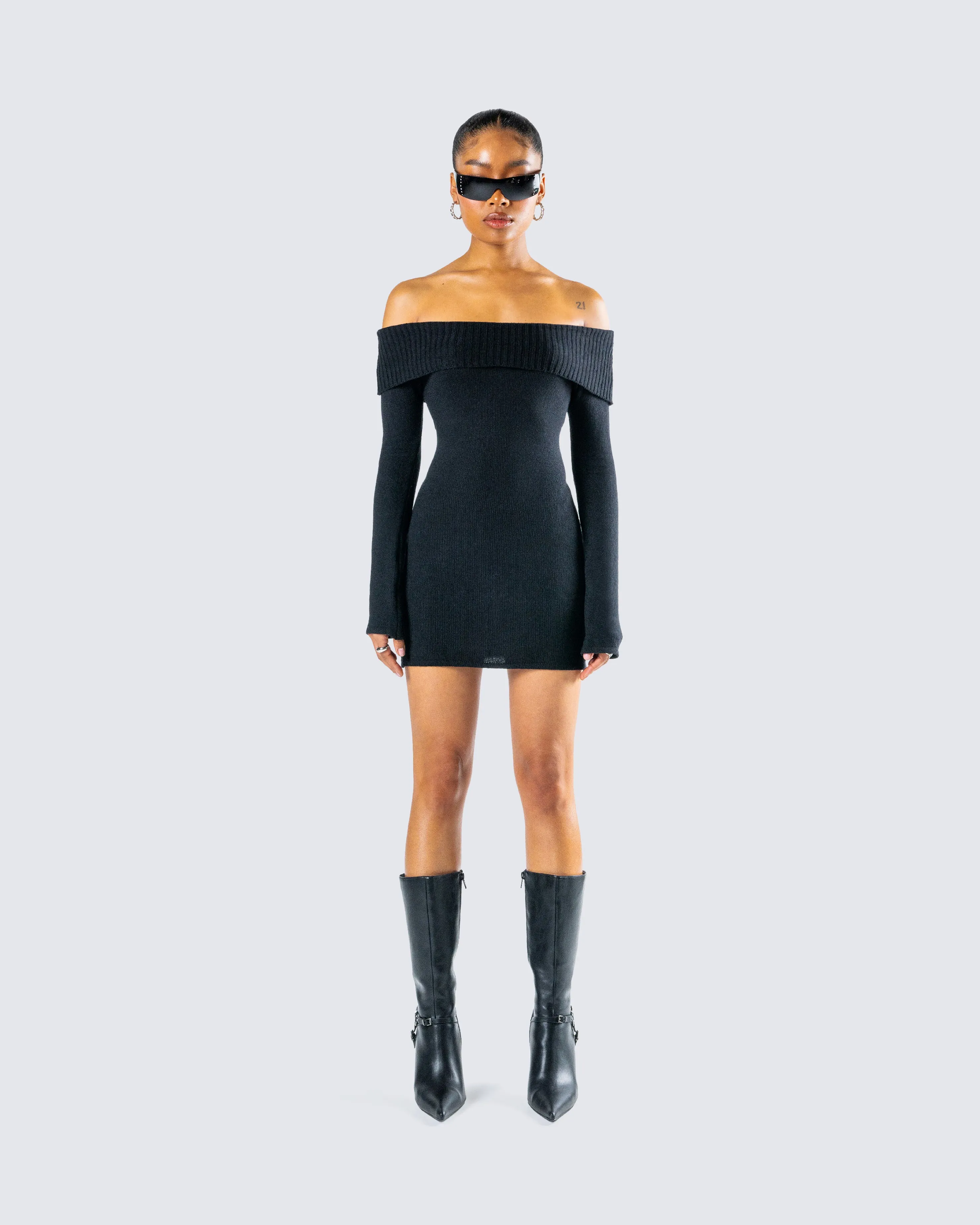 Abeni Black Sweater Mini Dress