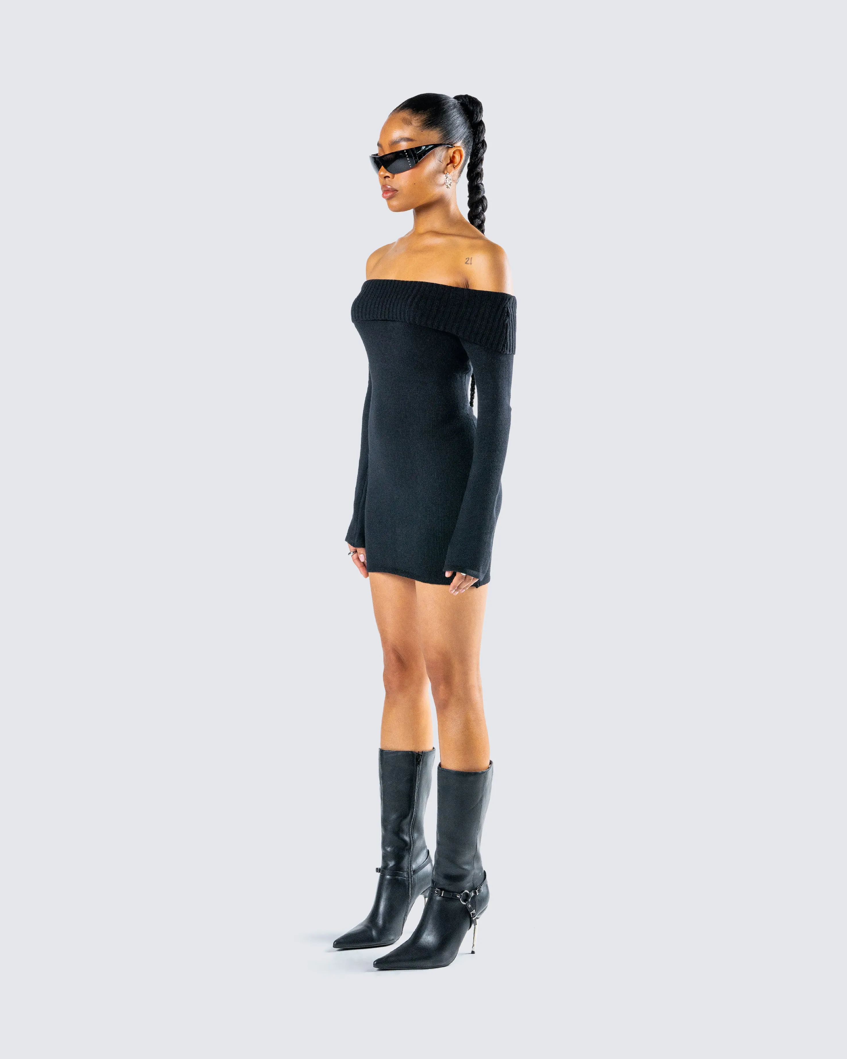 Abeni Black Sweater Mini Dress