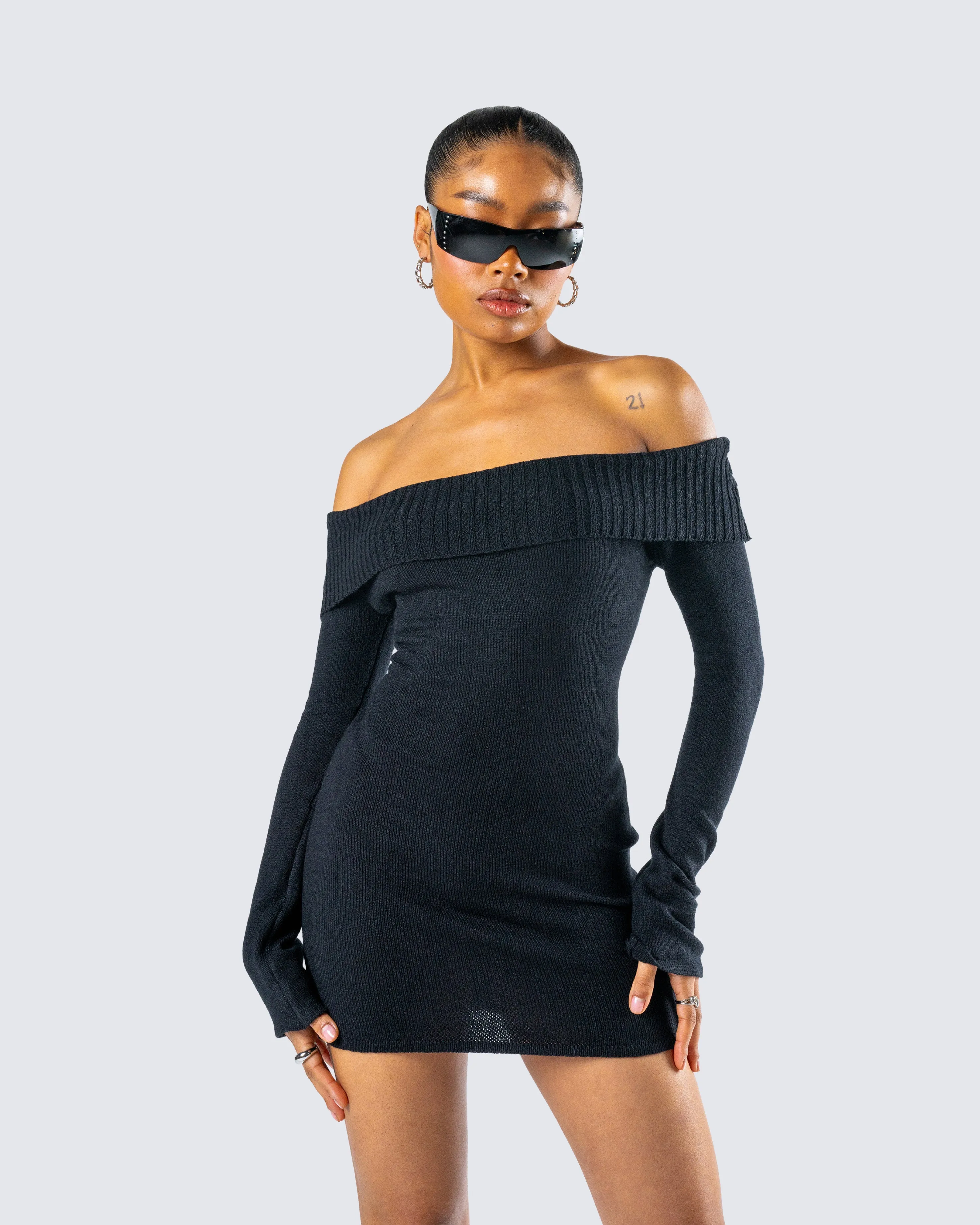 Abeni Black Sweater Mini Dress