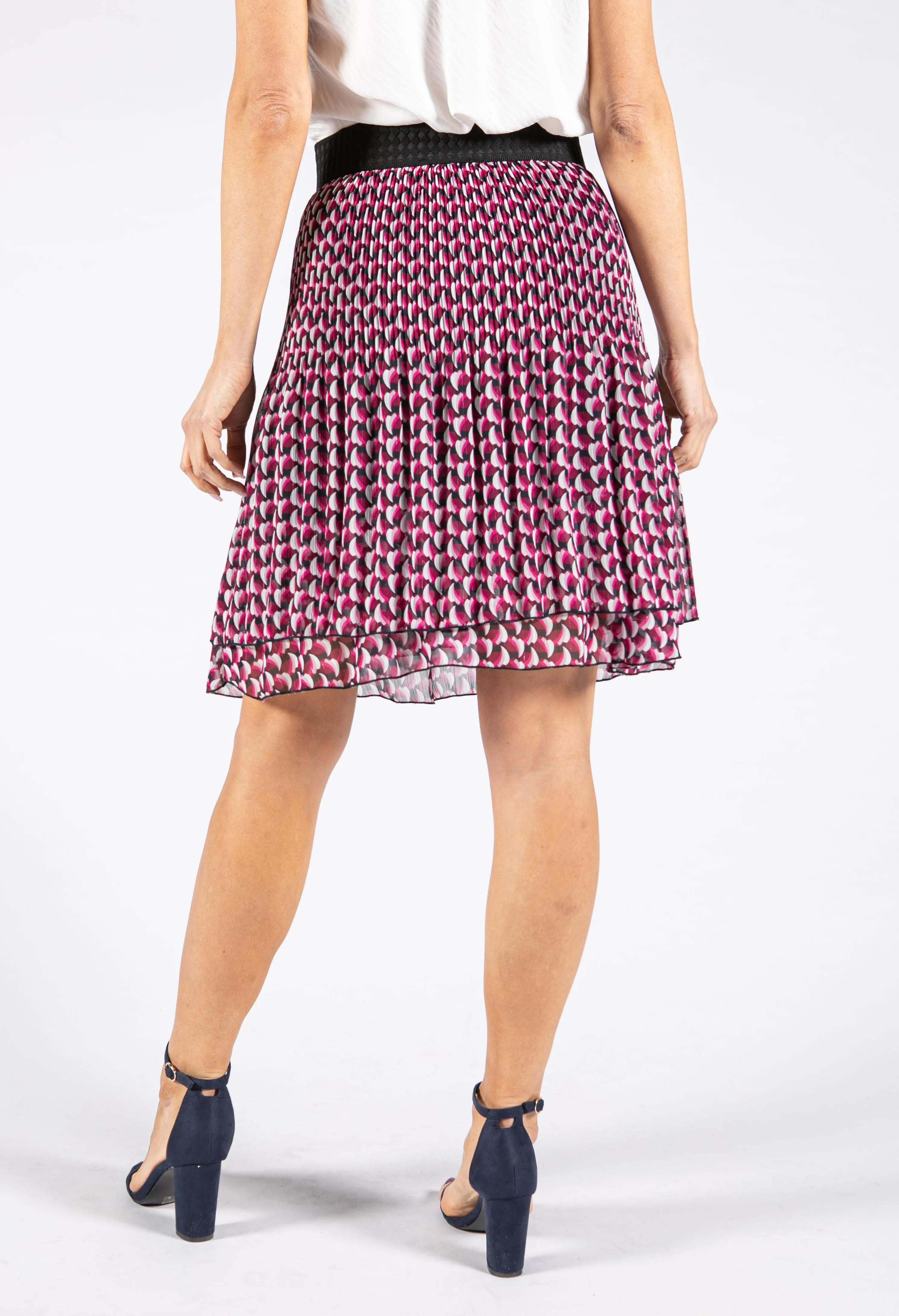 Abstract Print Plisse Pleated Skirt