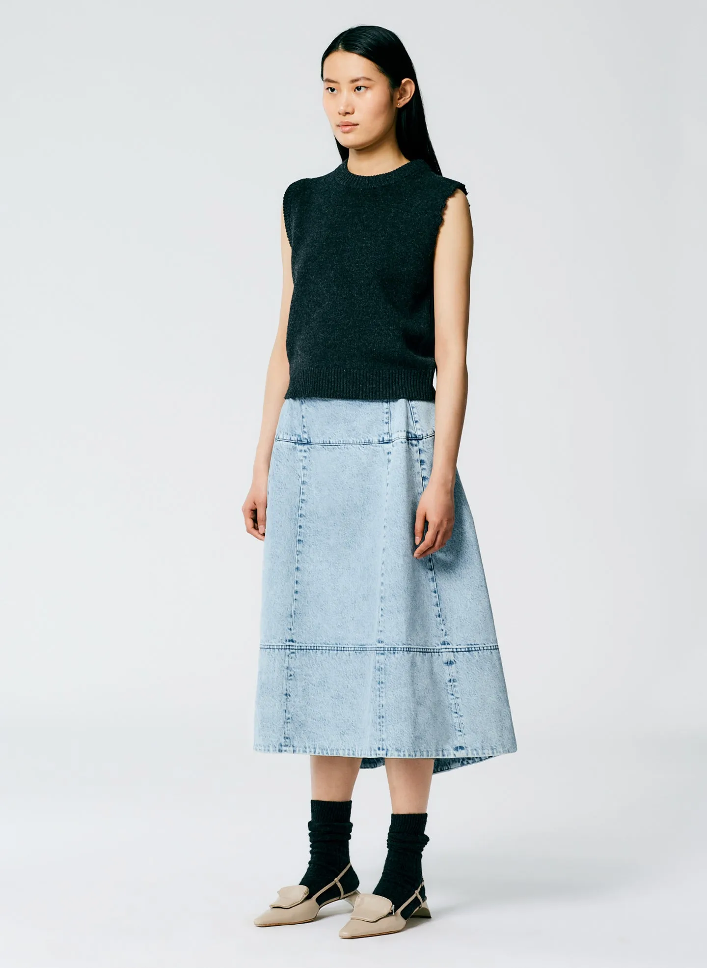 Acid Iceberg Denim Sculpted Skirt