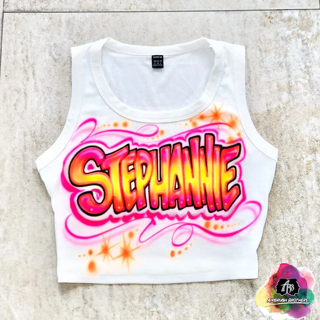 Airbrush Neon Name Crop Top