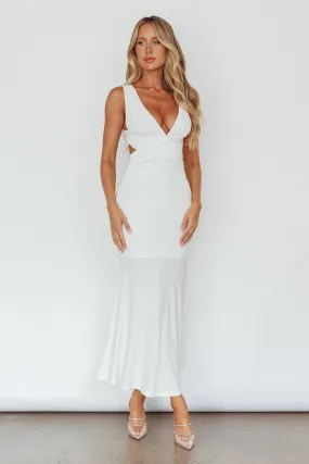 Alethia Cross Back Midi Dress White