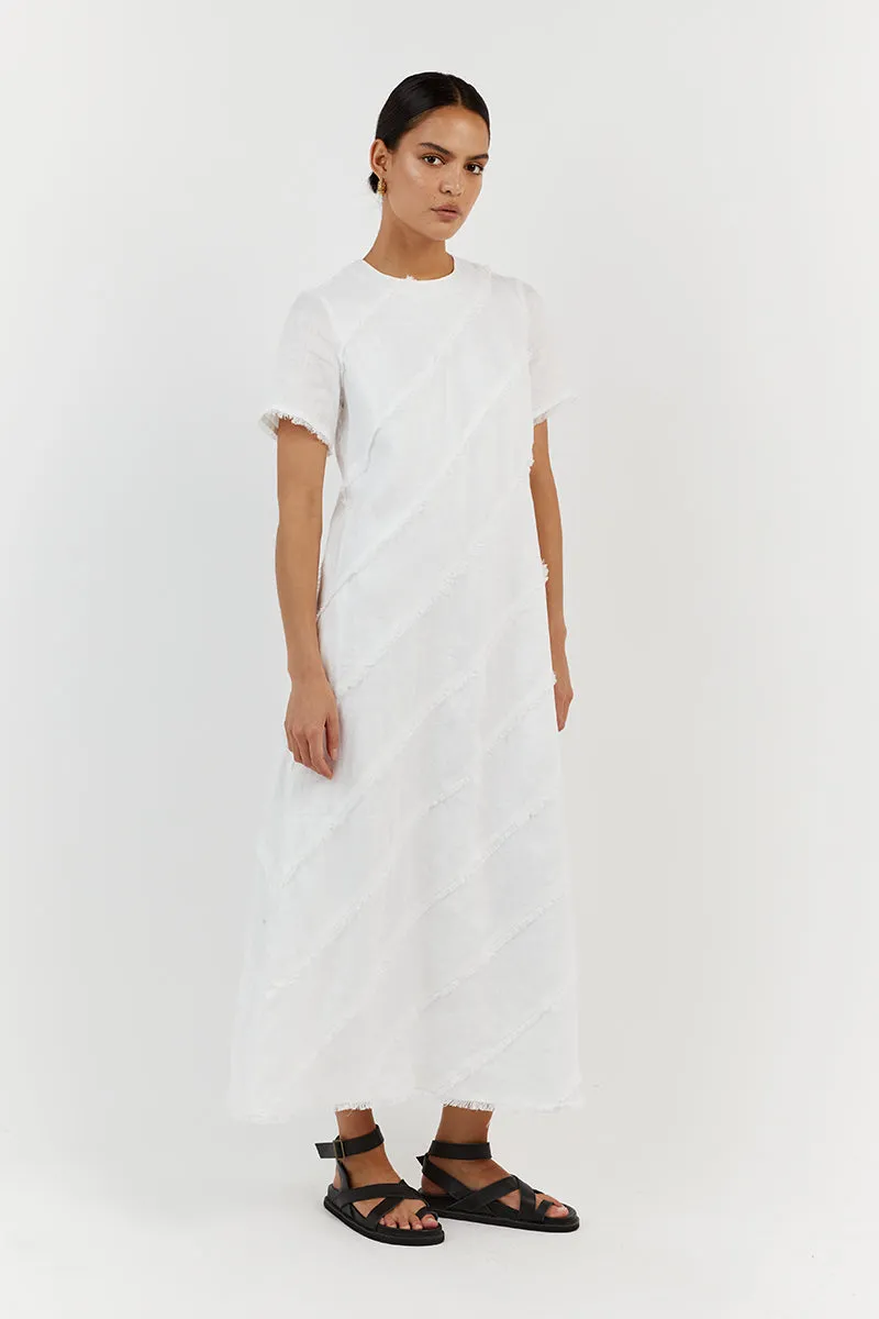 ALEXA WHITE LINEN SLEEVED DRESS