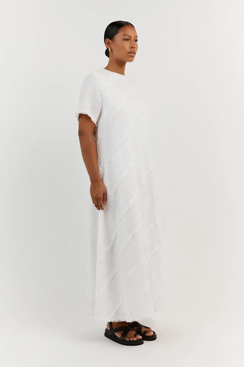 ALEXA WHITE LINEN SLEEVED DRESS