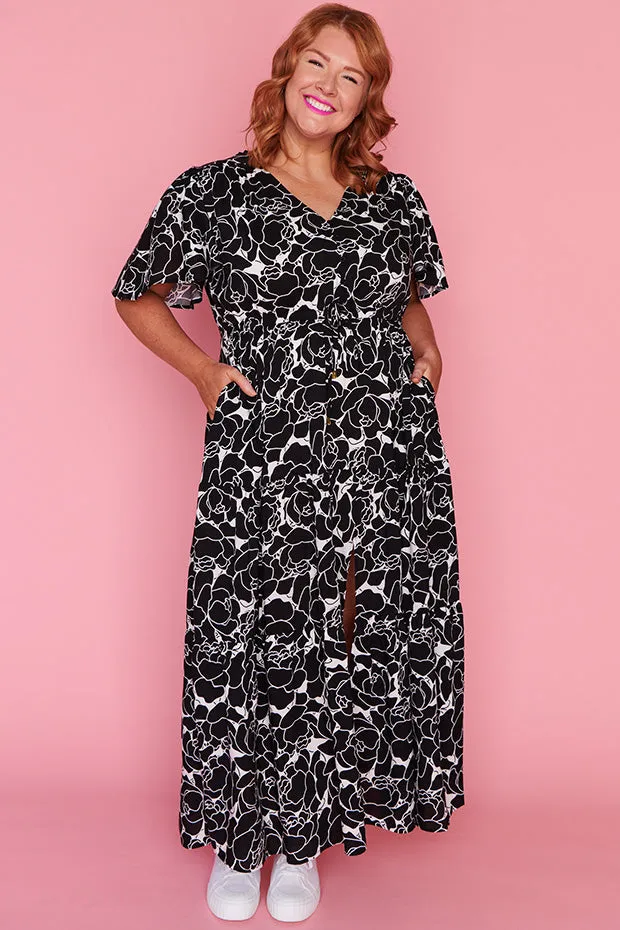 Alexia Peonies Black & White Dress