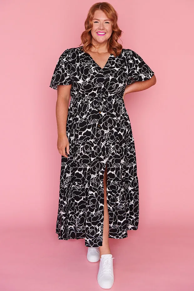 Alexia Peonies Black & White Dress