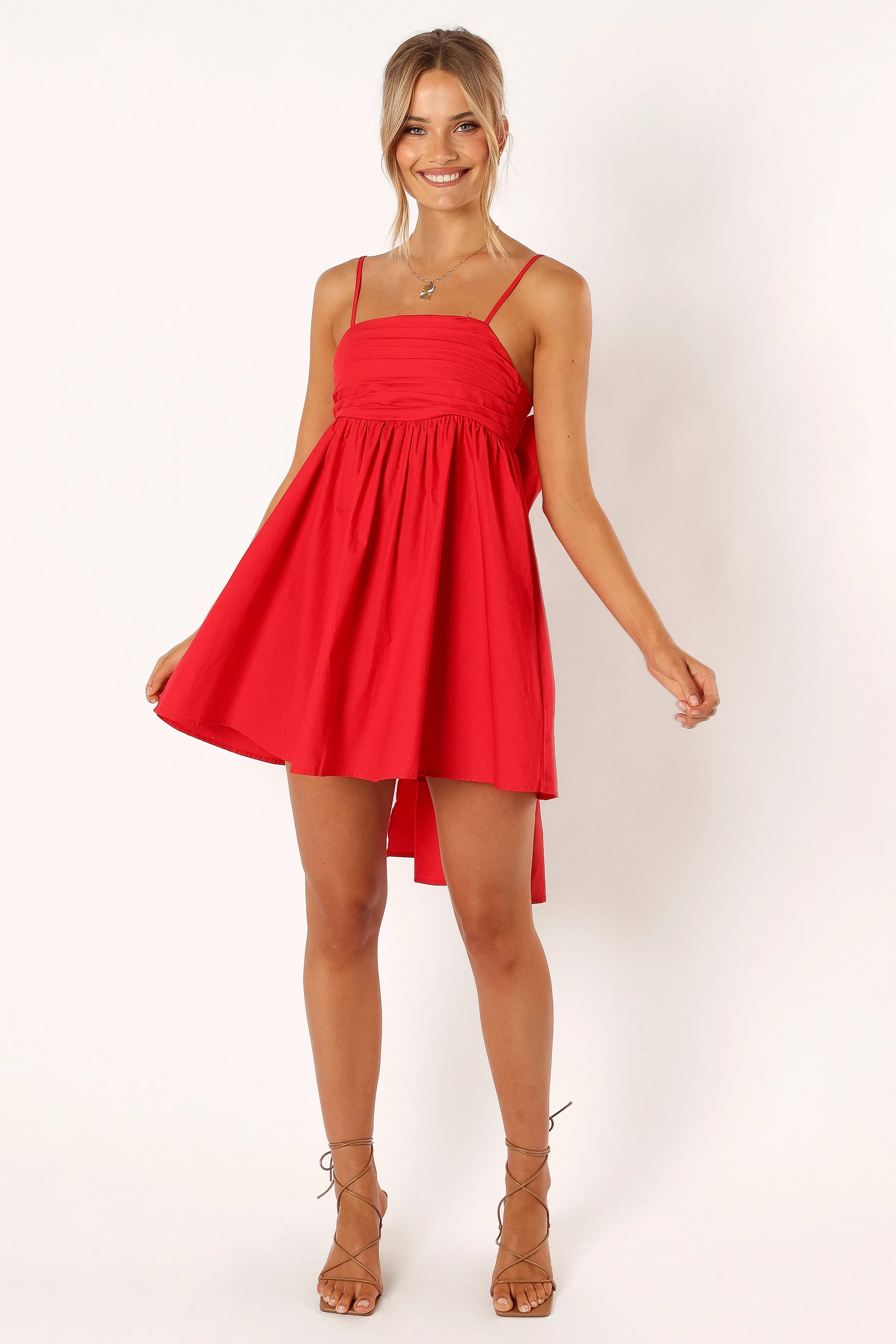 Alice Bow Back Mini Dress - Red