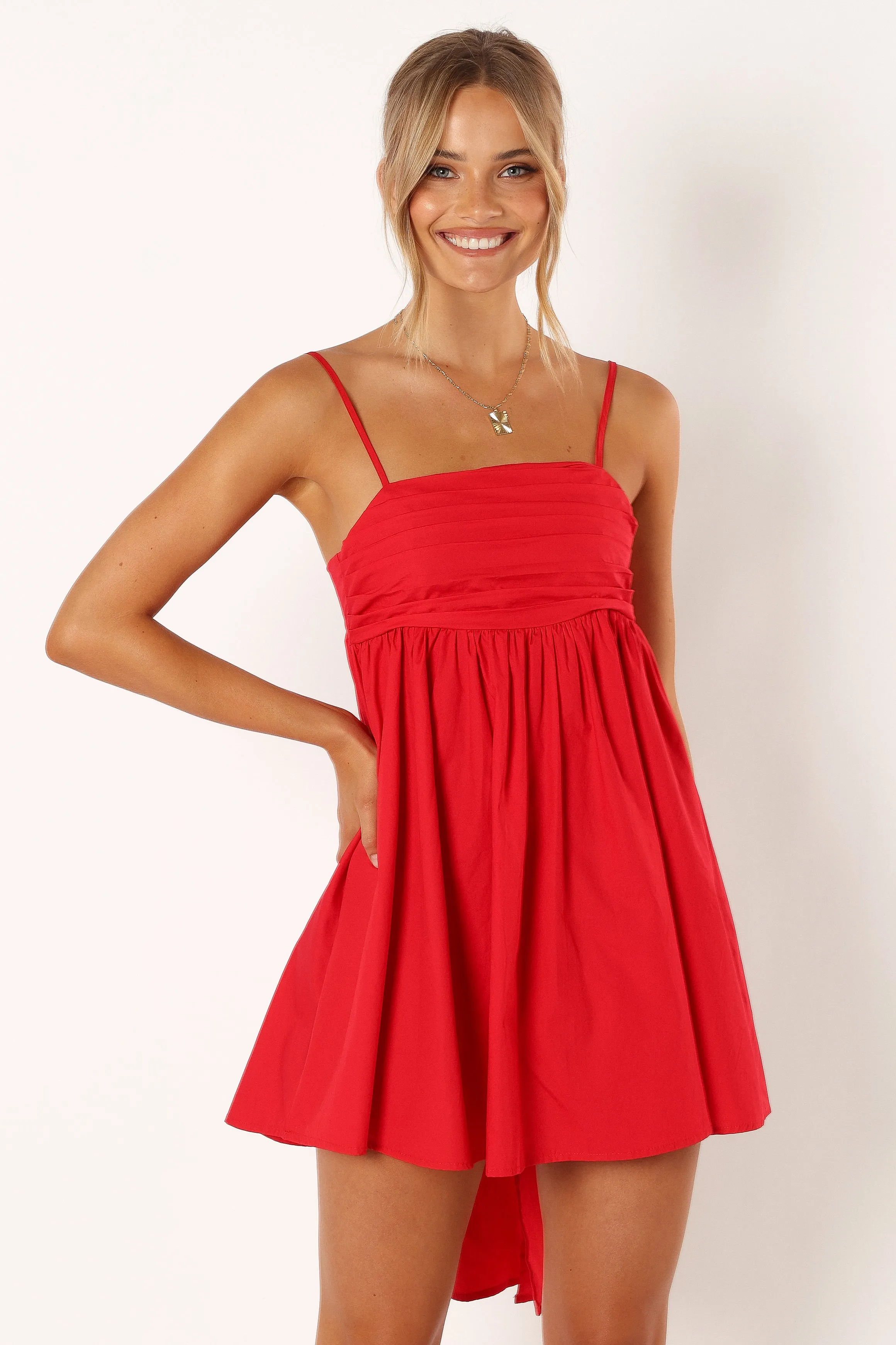 Alice Bow Back Mini Dress - Red