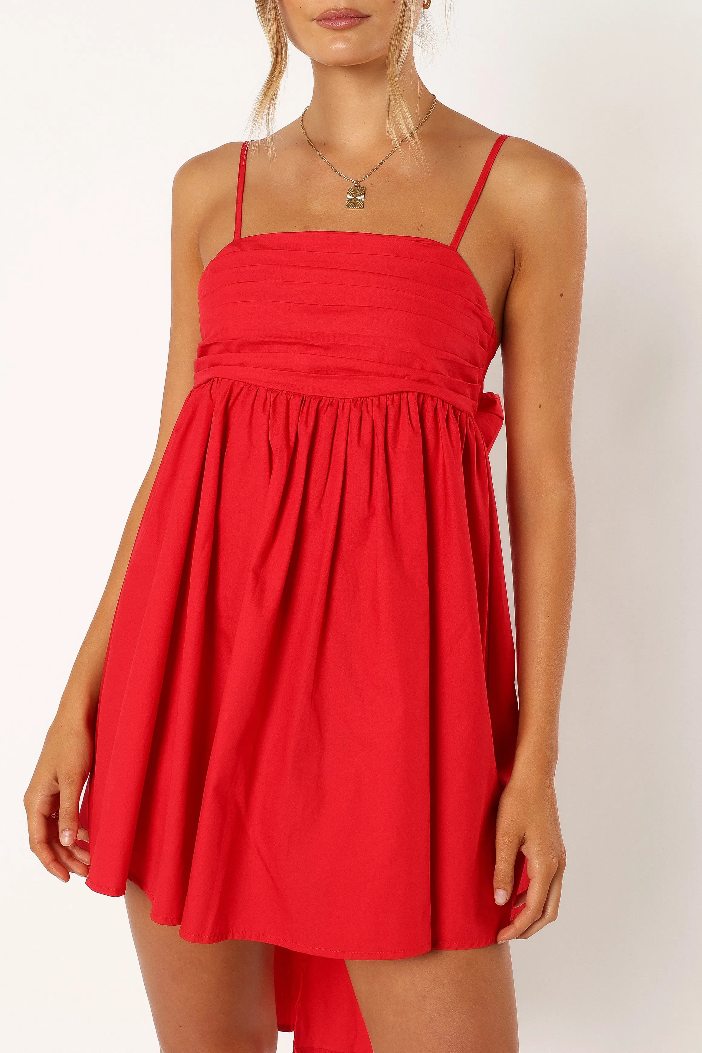 Alice Bow Back Mini Dress - Red