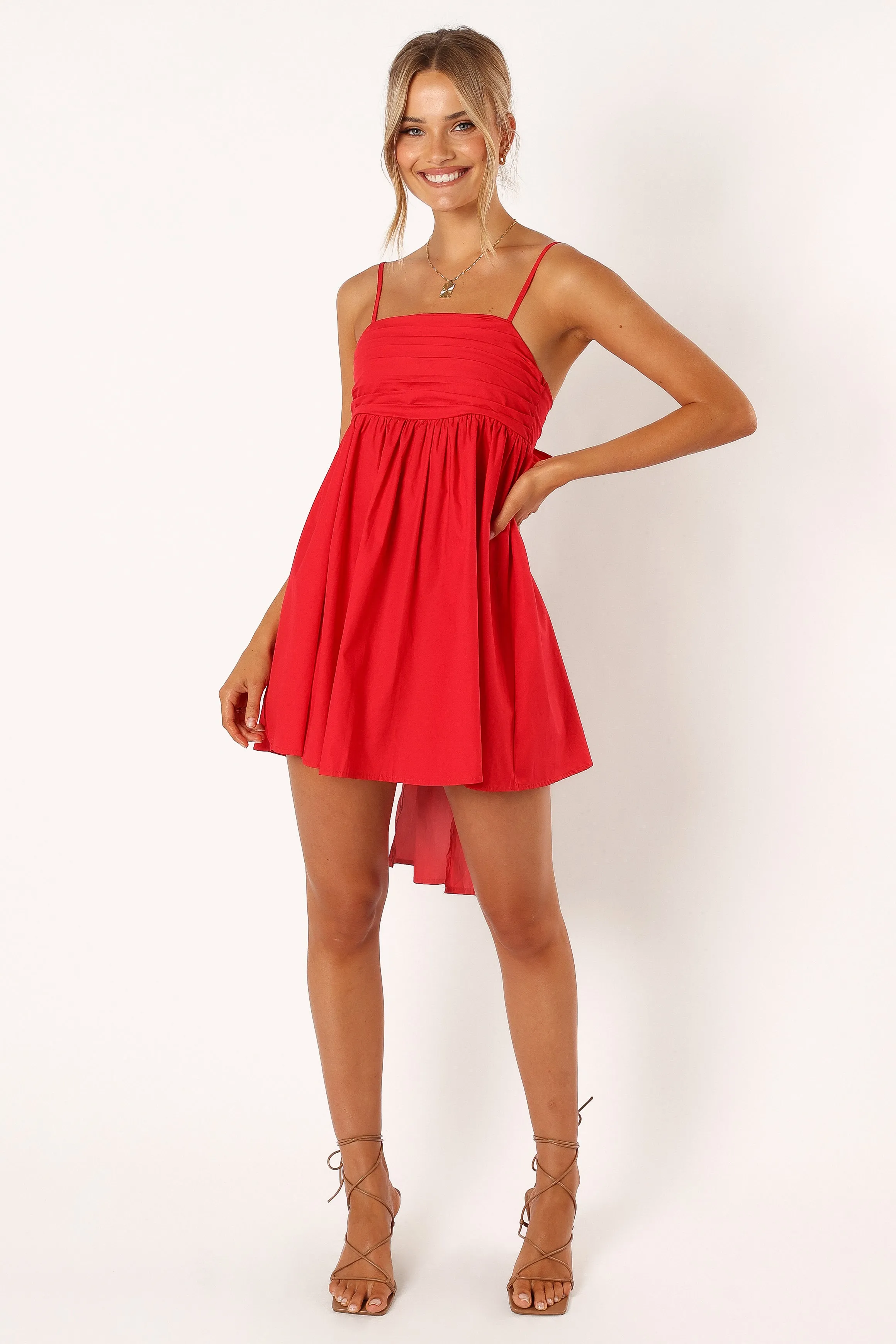 Alice Bow Back Mini Dress - Red