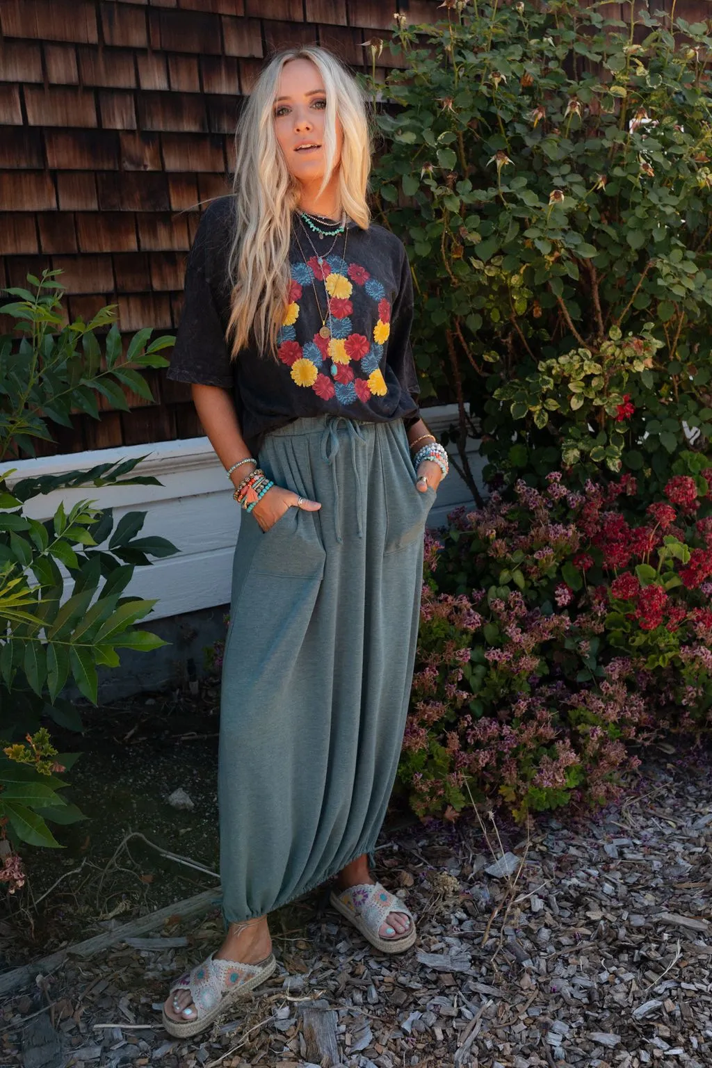 All In Drawstring Maxi Skirt - Teal