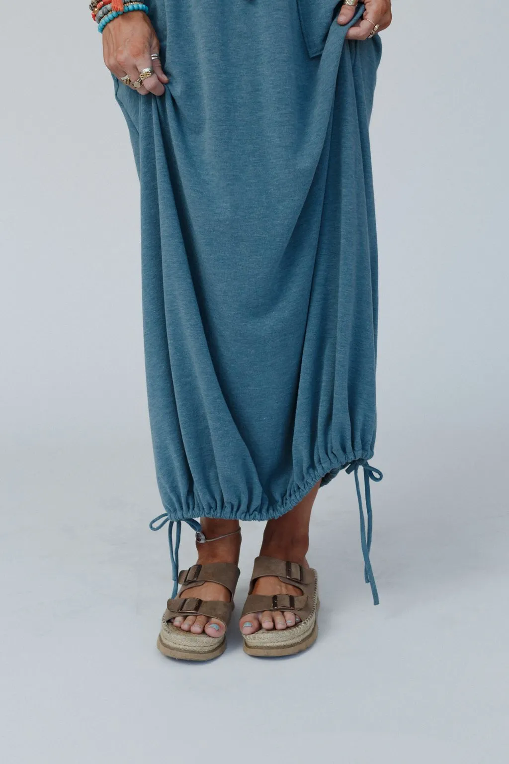 All In Drawstring Maxi Skirt - Teal