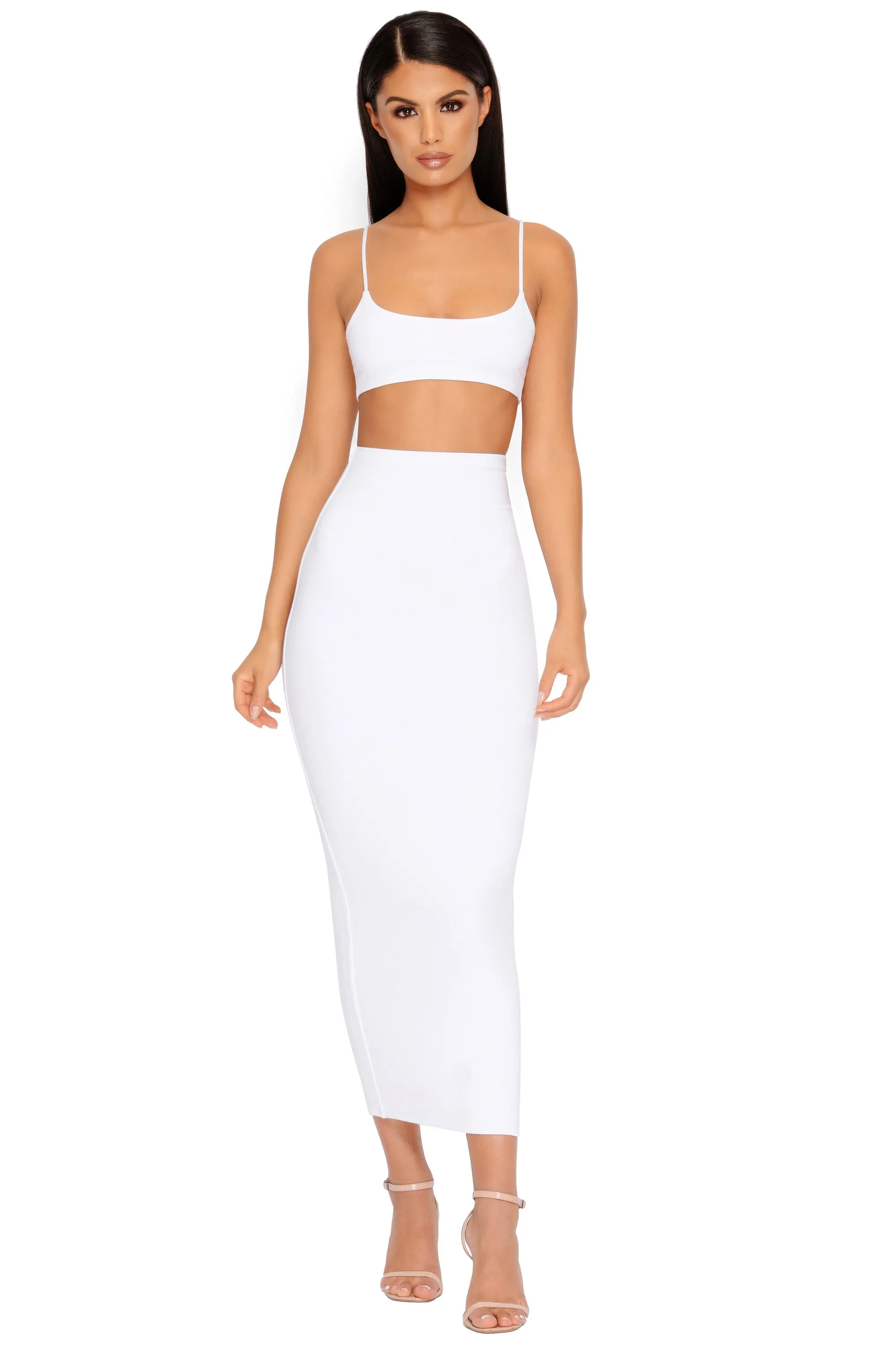 All Night Long Maxi Skirt in White