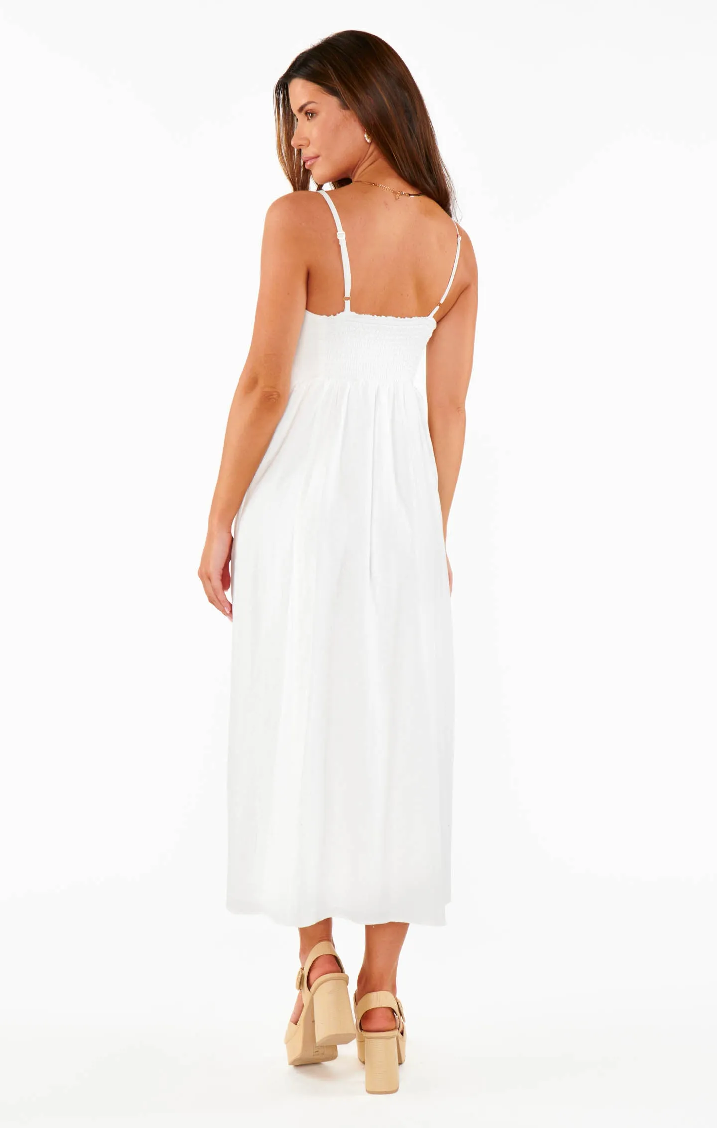 Allegra Midi Dress ~ White Linen