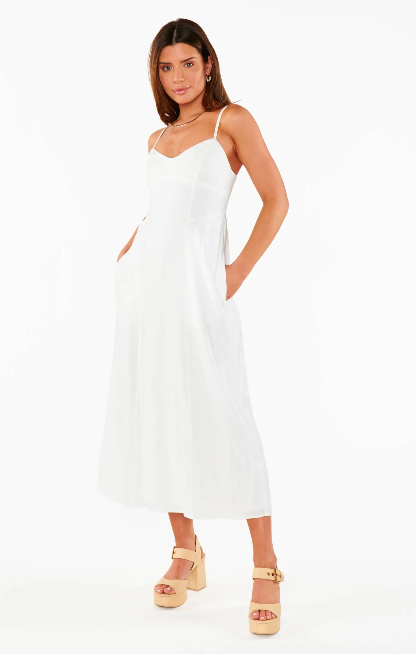 Allegra Midi Dress ~ White Linen