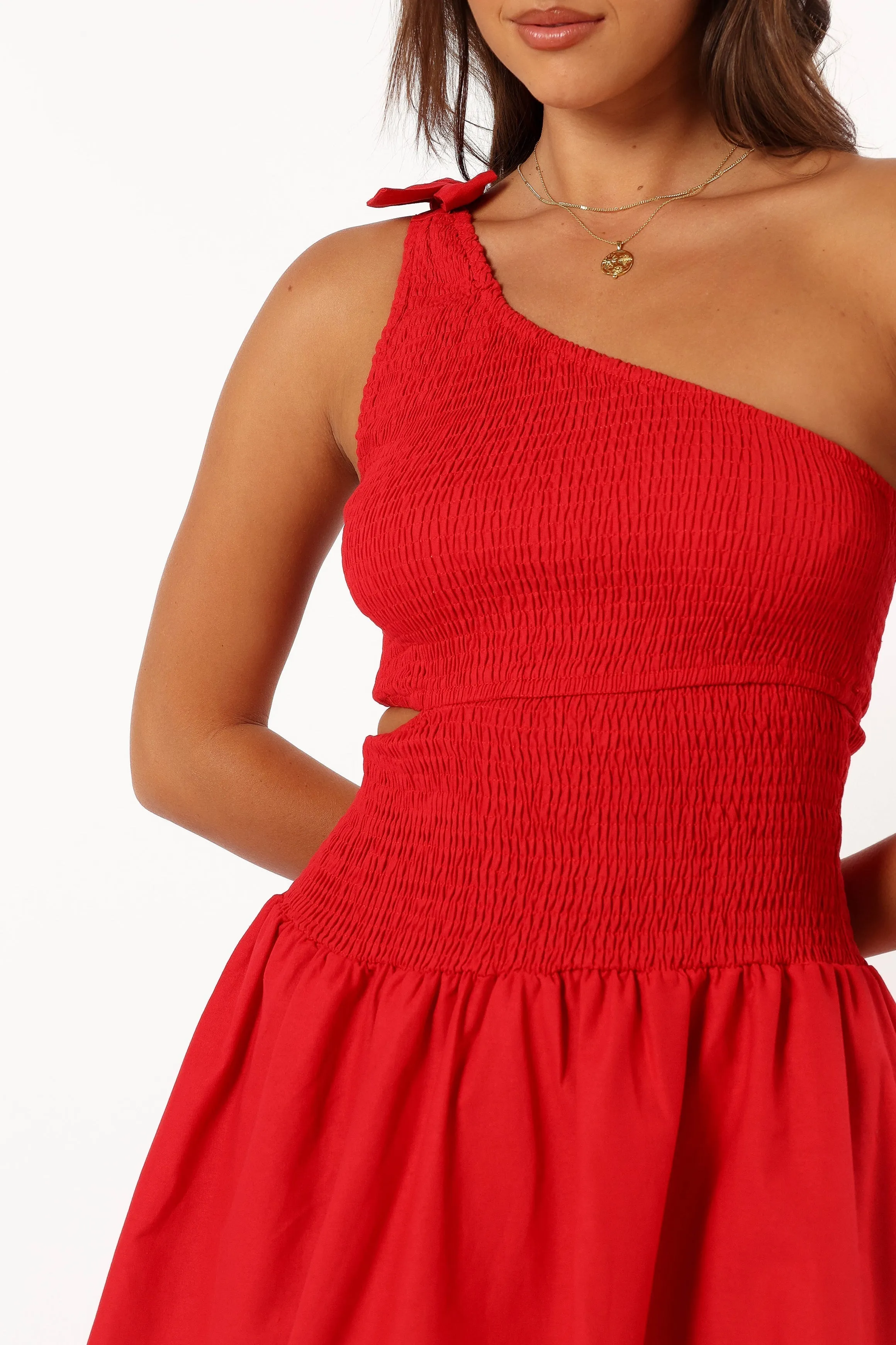 Allison One Shoulder Mini Dress - Red