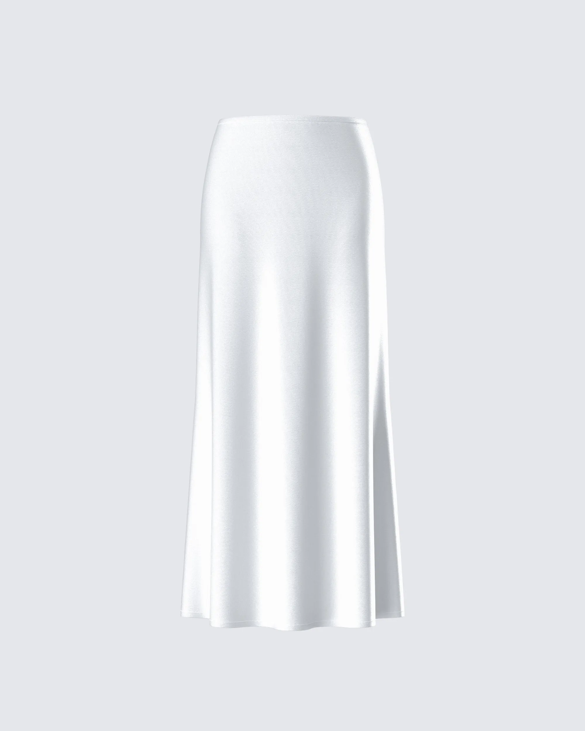 Amalie White Satin Maxi Skirt