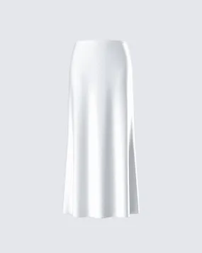 Amalie White Satin Maxi Skirt