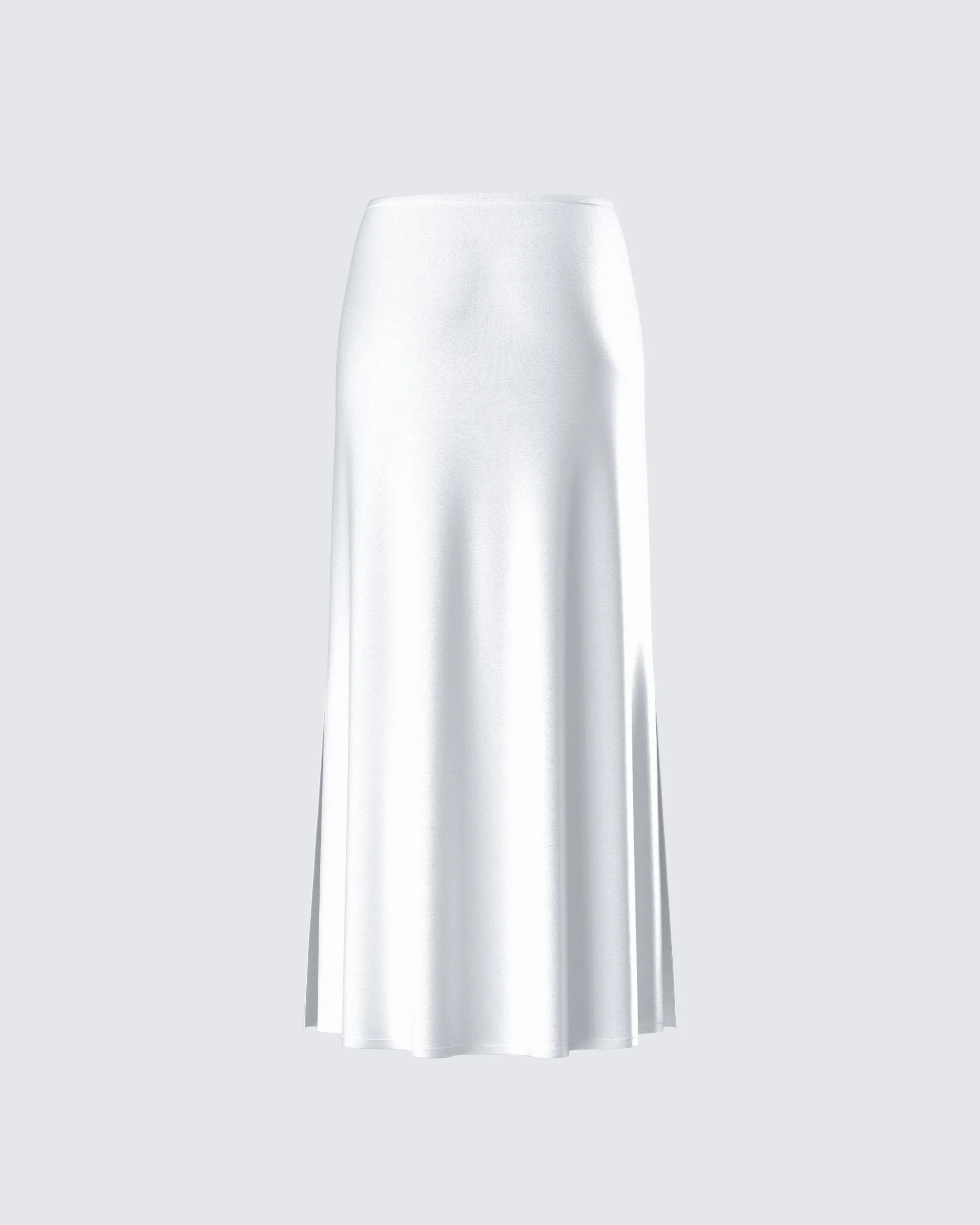 Amalie White Satin Maxi Skirt