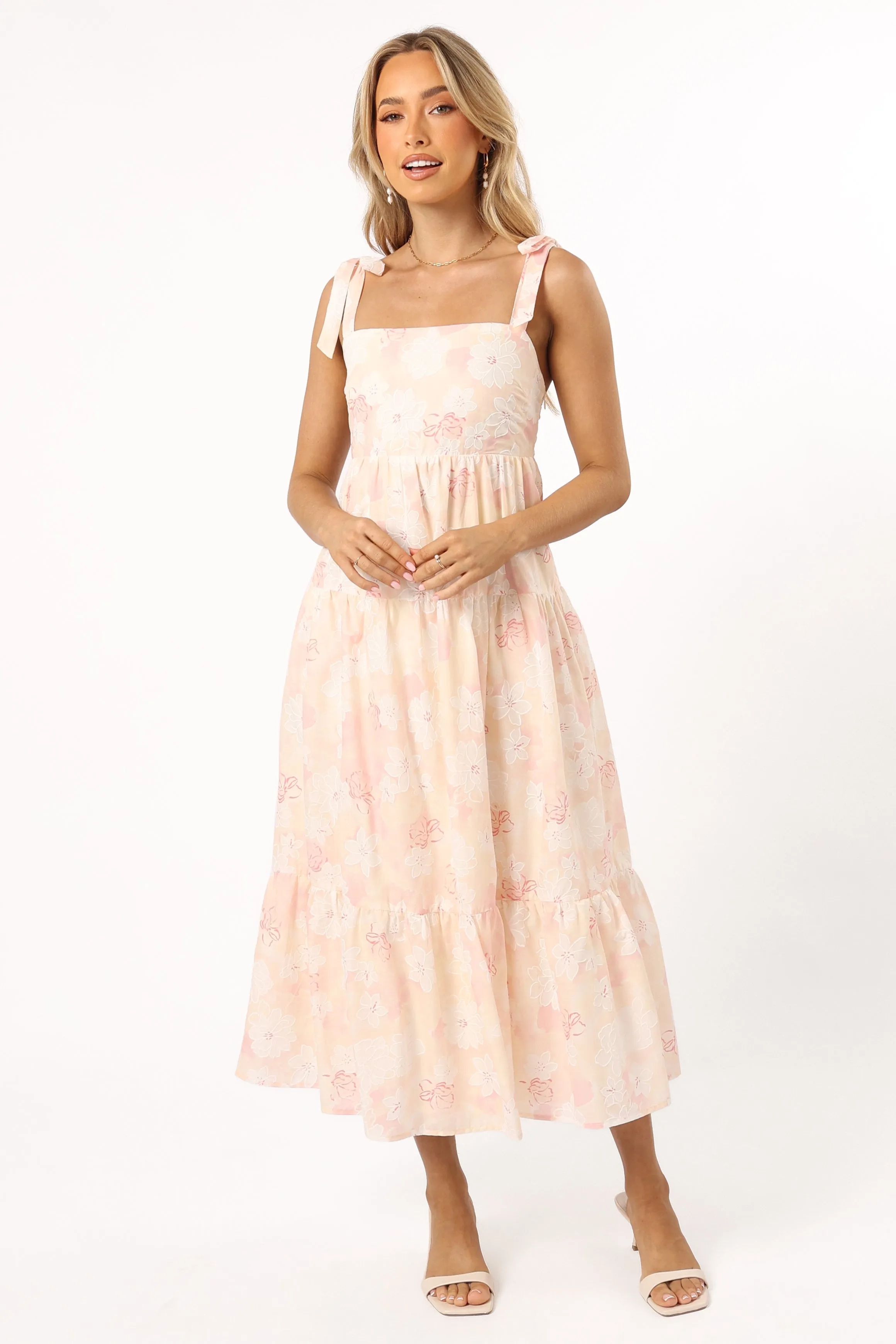 Andi Midi Dress - Pink White Floral