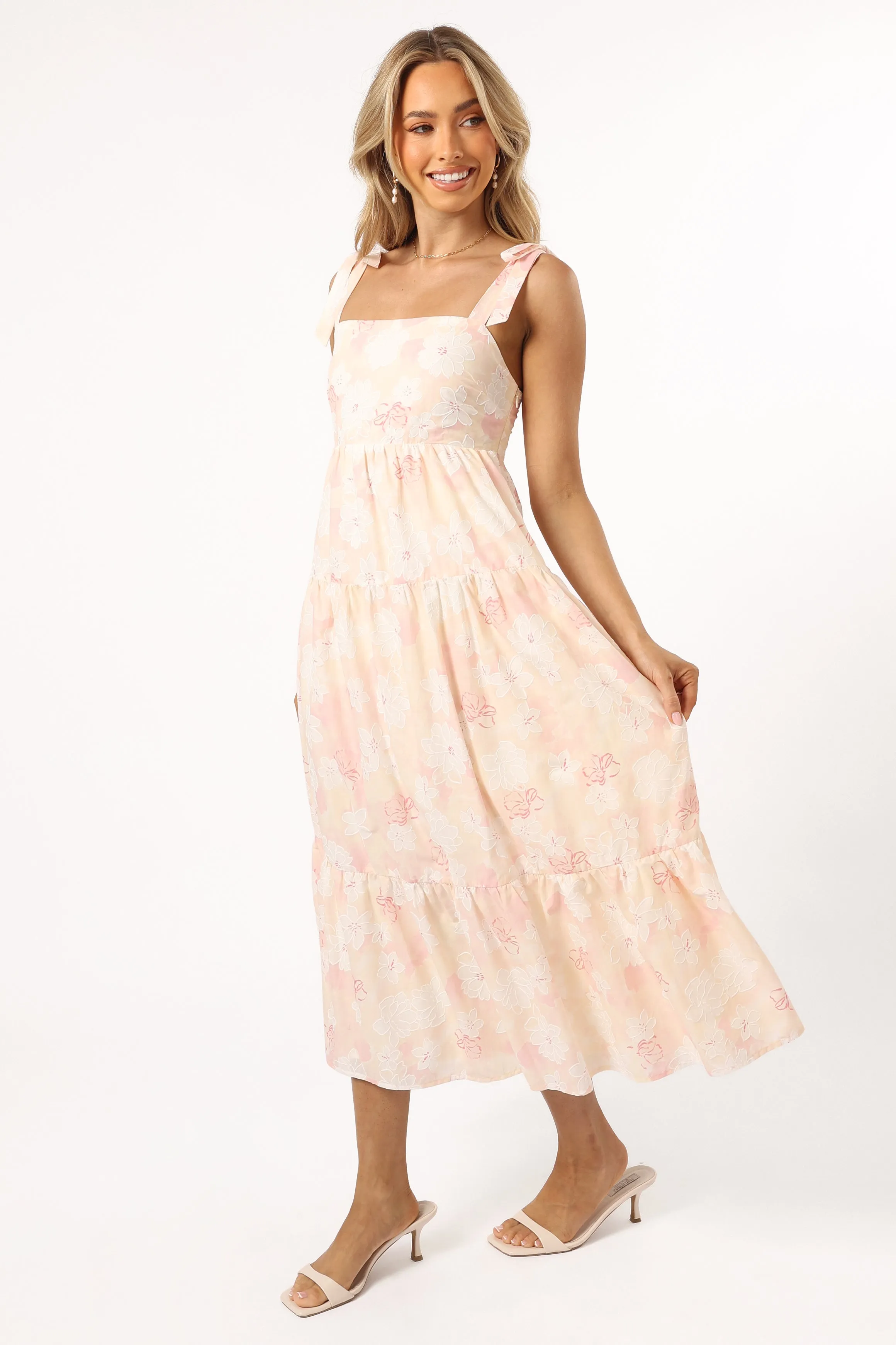 Andi Midi Dress - Pink White Floral