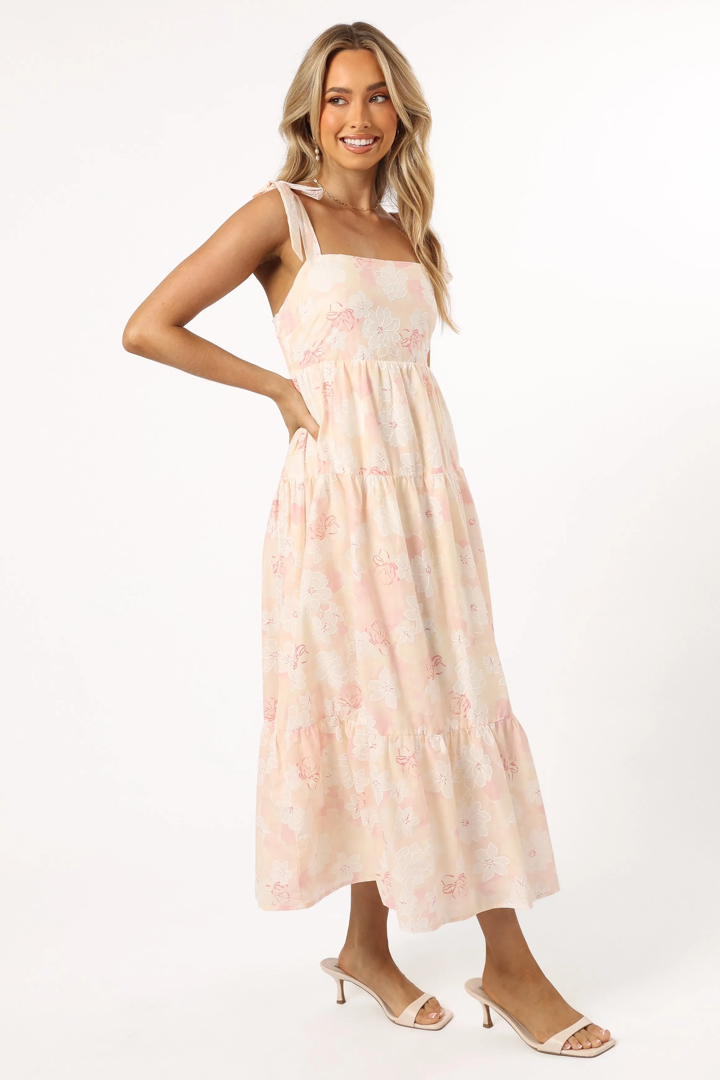 Andi Midi Dress - Pink White Floral