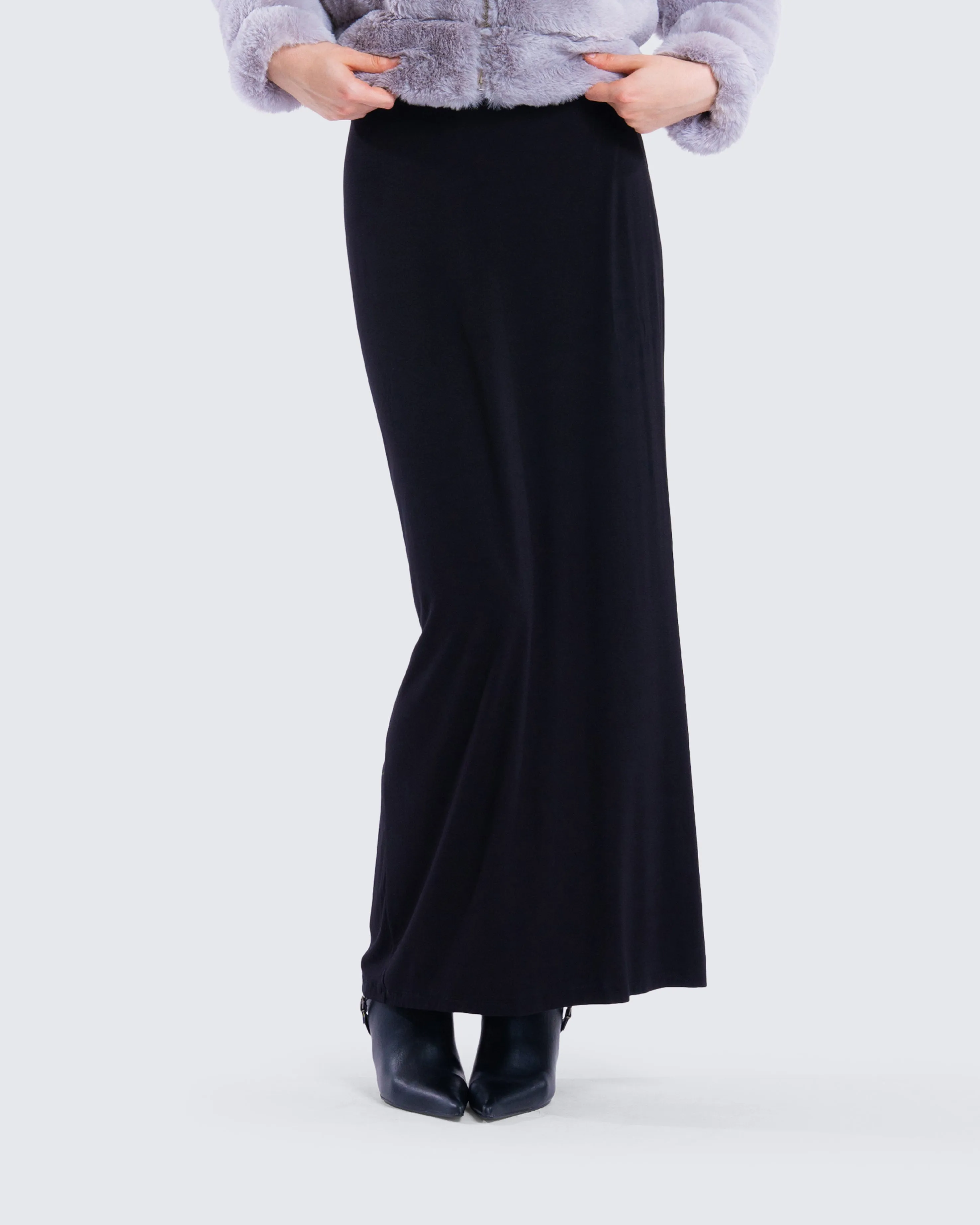 Angela Black Jersey Maxi Skirt