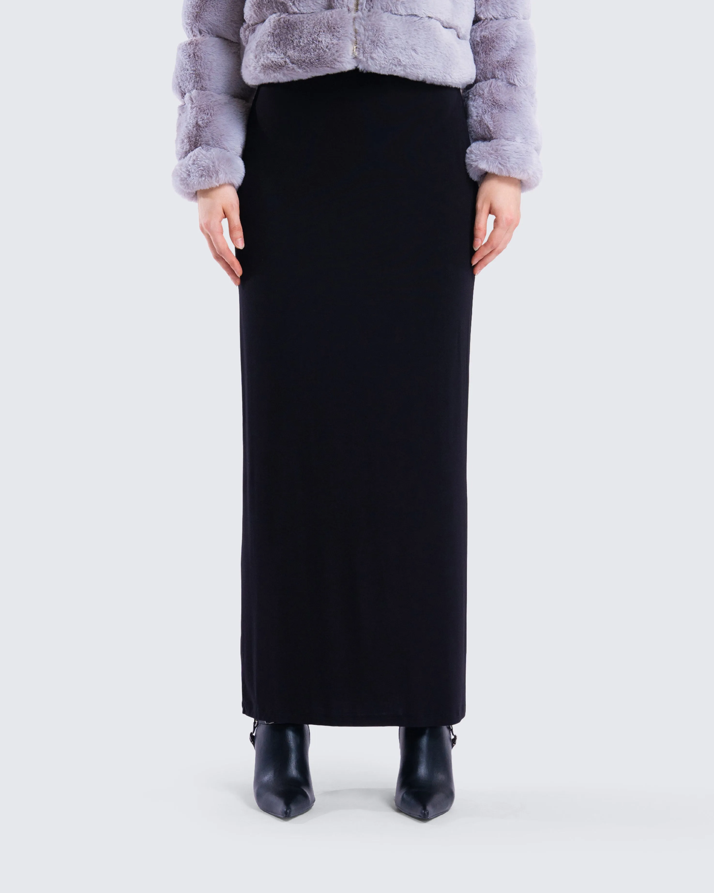 Angela Black Jersey Maxi Skirt