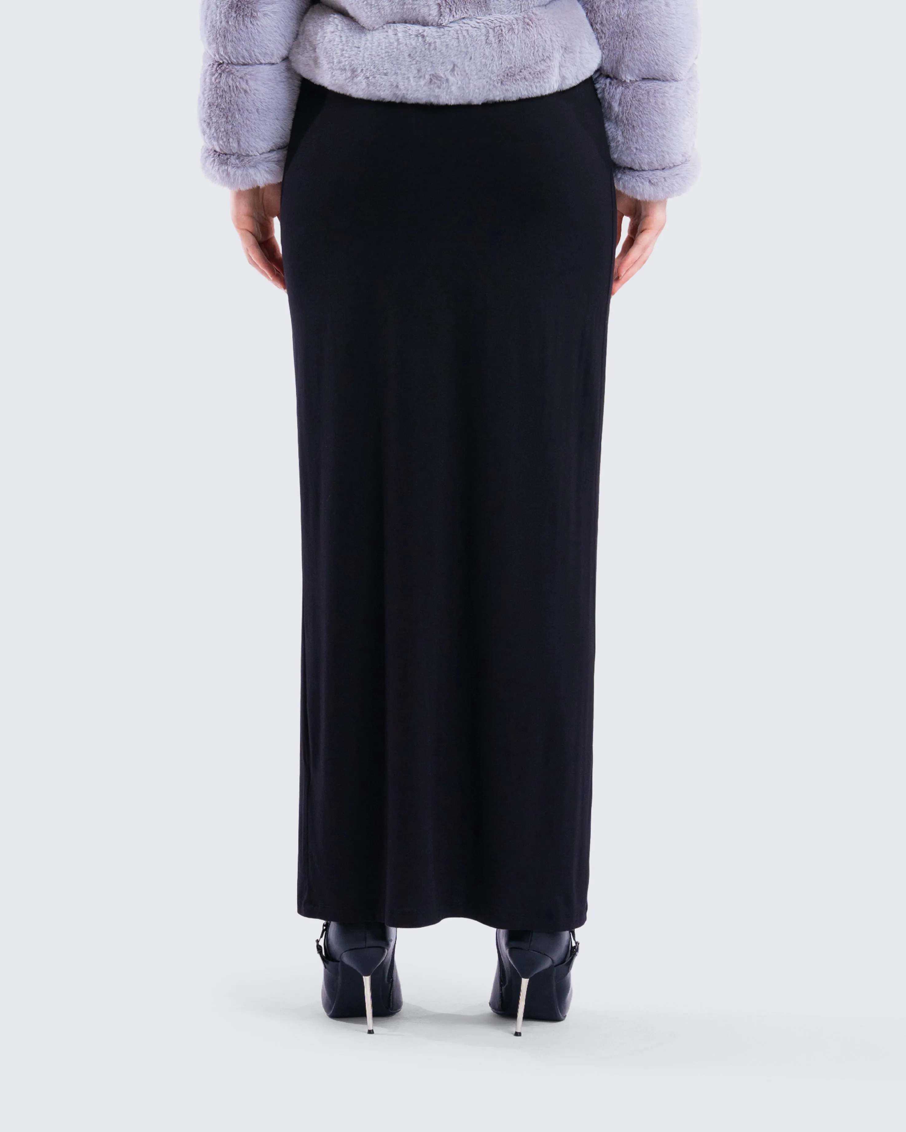 Angela Black Jersey Maxi Skirt