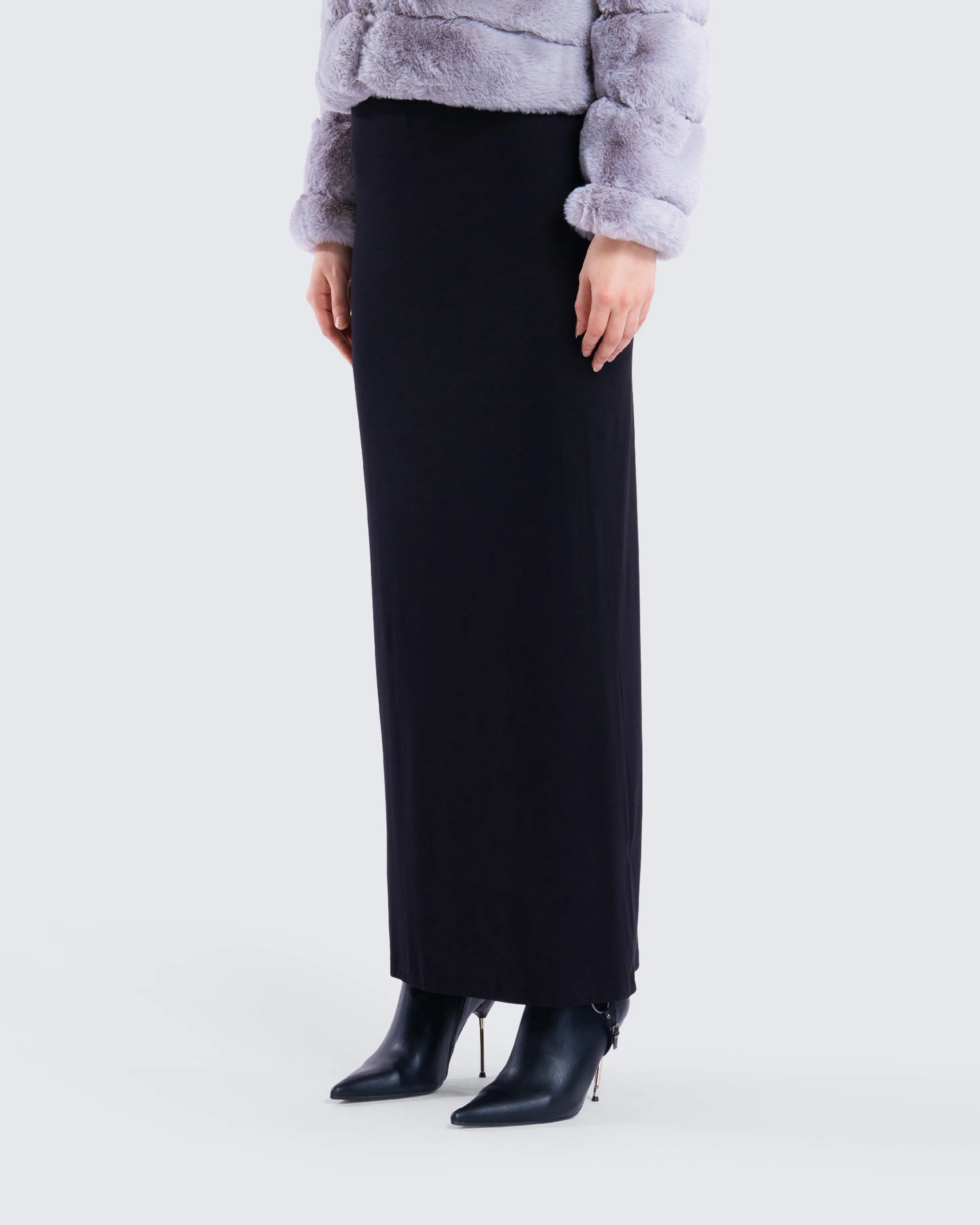 Angela Black Jersey Maxi Skirt