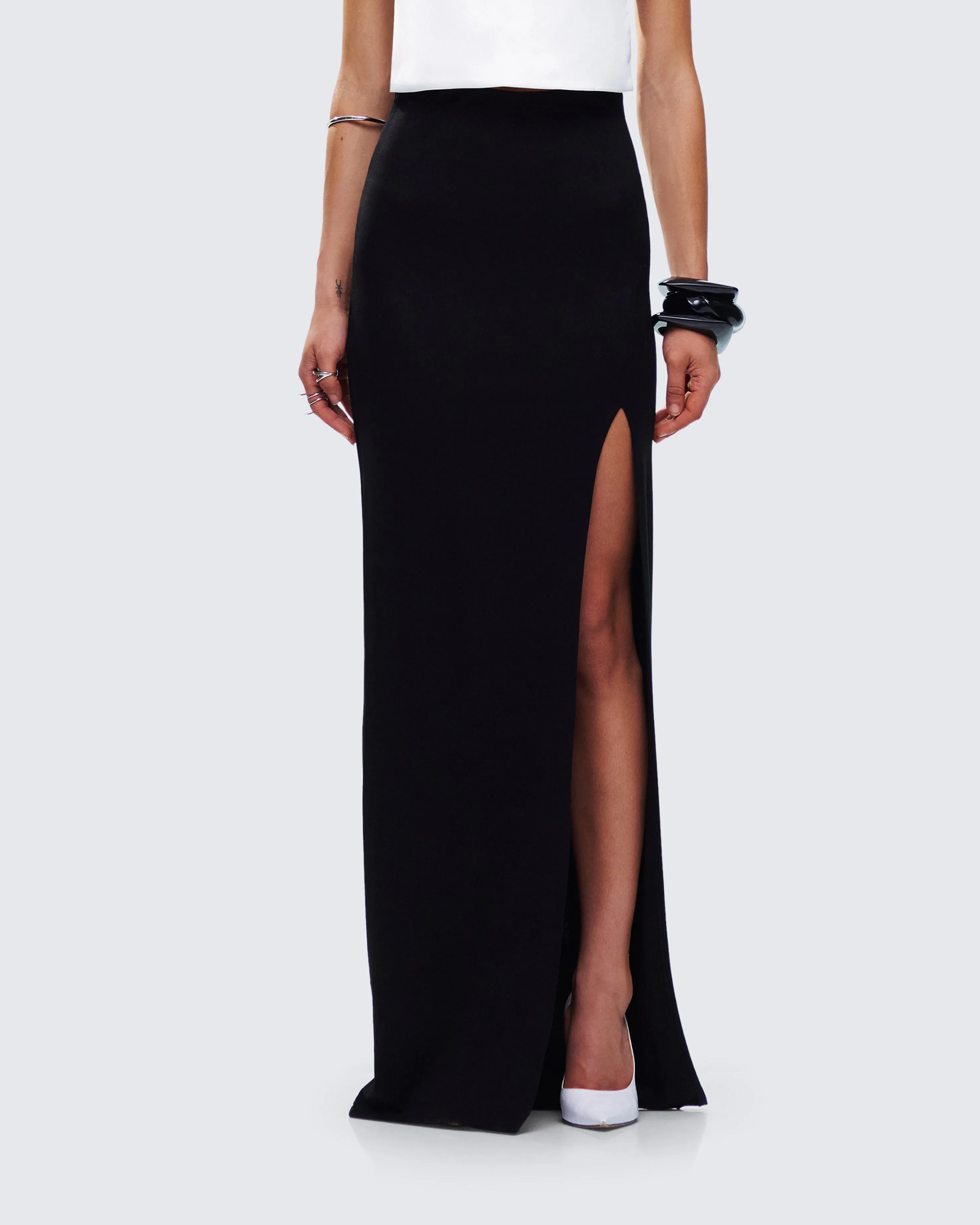 Aries Black Knit Maxi Skirt