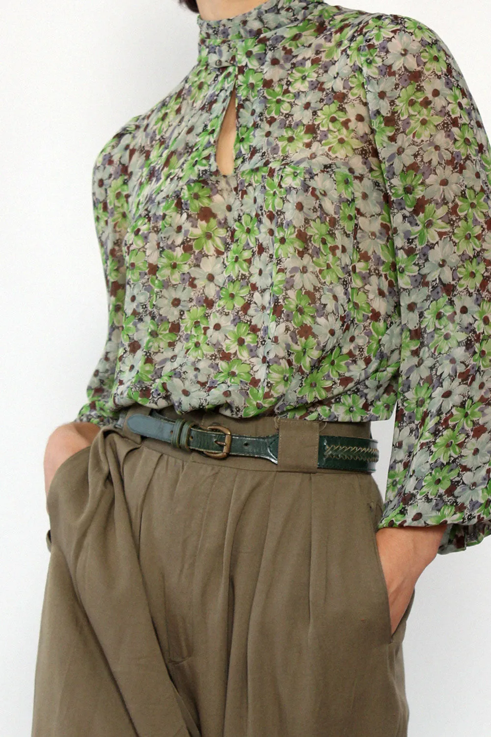 Army Green Pleated Slacks XS