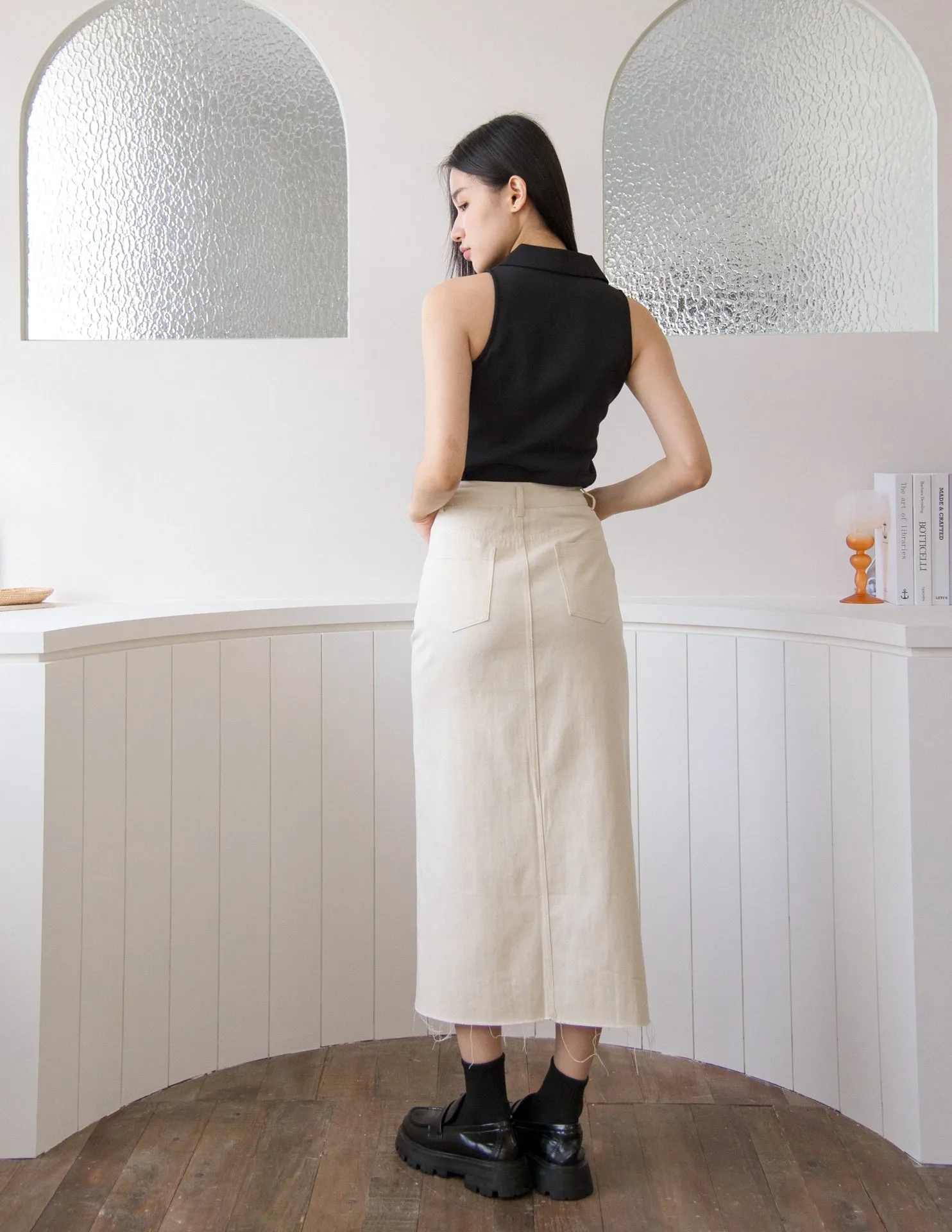 Ashley Denim Skirt in Cream