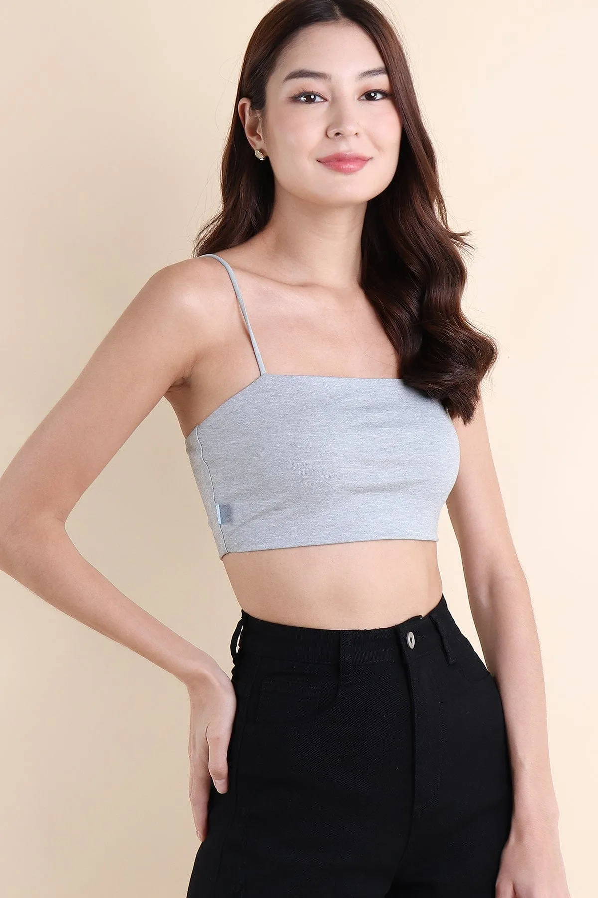 AVRIL PADDED CROP TOP IN GREY