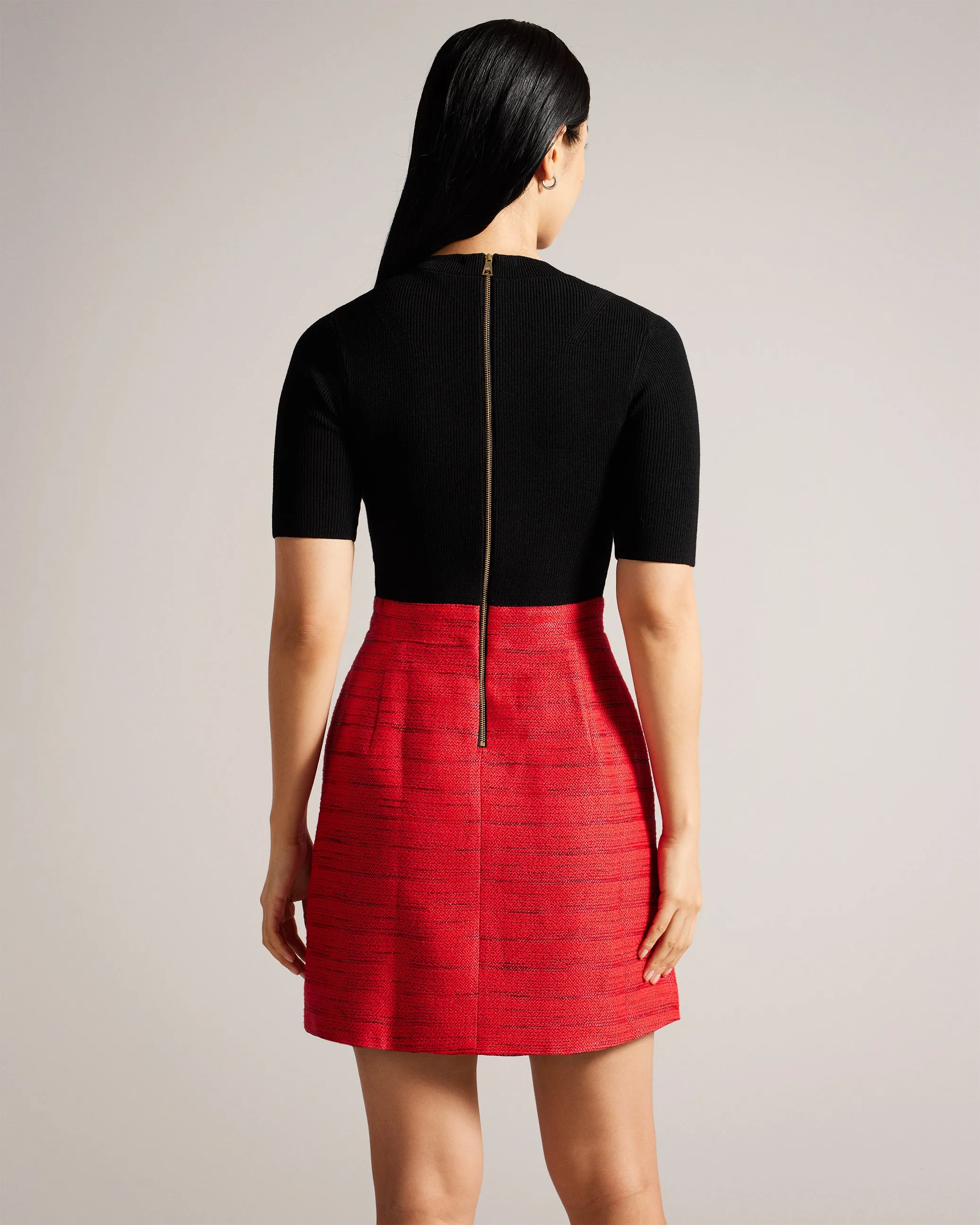 Bailea Mini Illusion Shift Dress Red