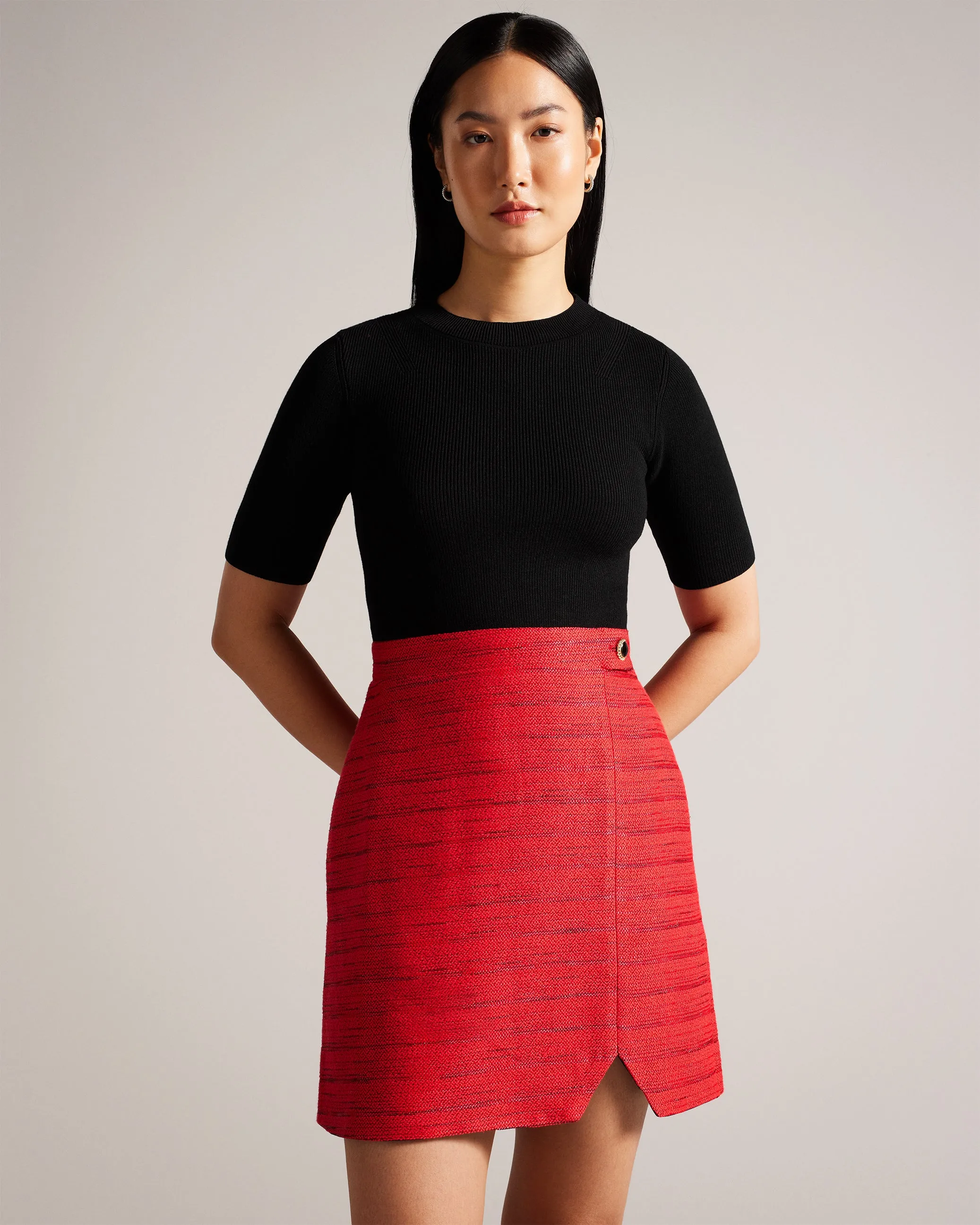 Bailea Mini Illusion Shift Dress Red