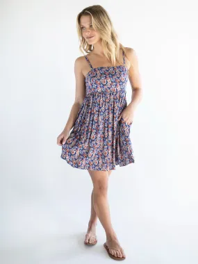 Bailey Mini Dress - Blue Red Floral