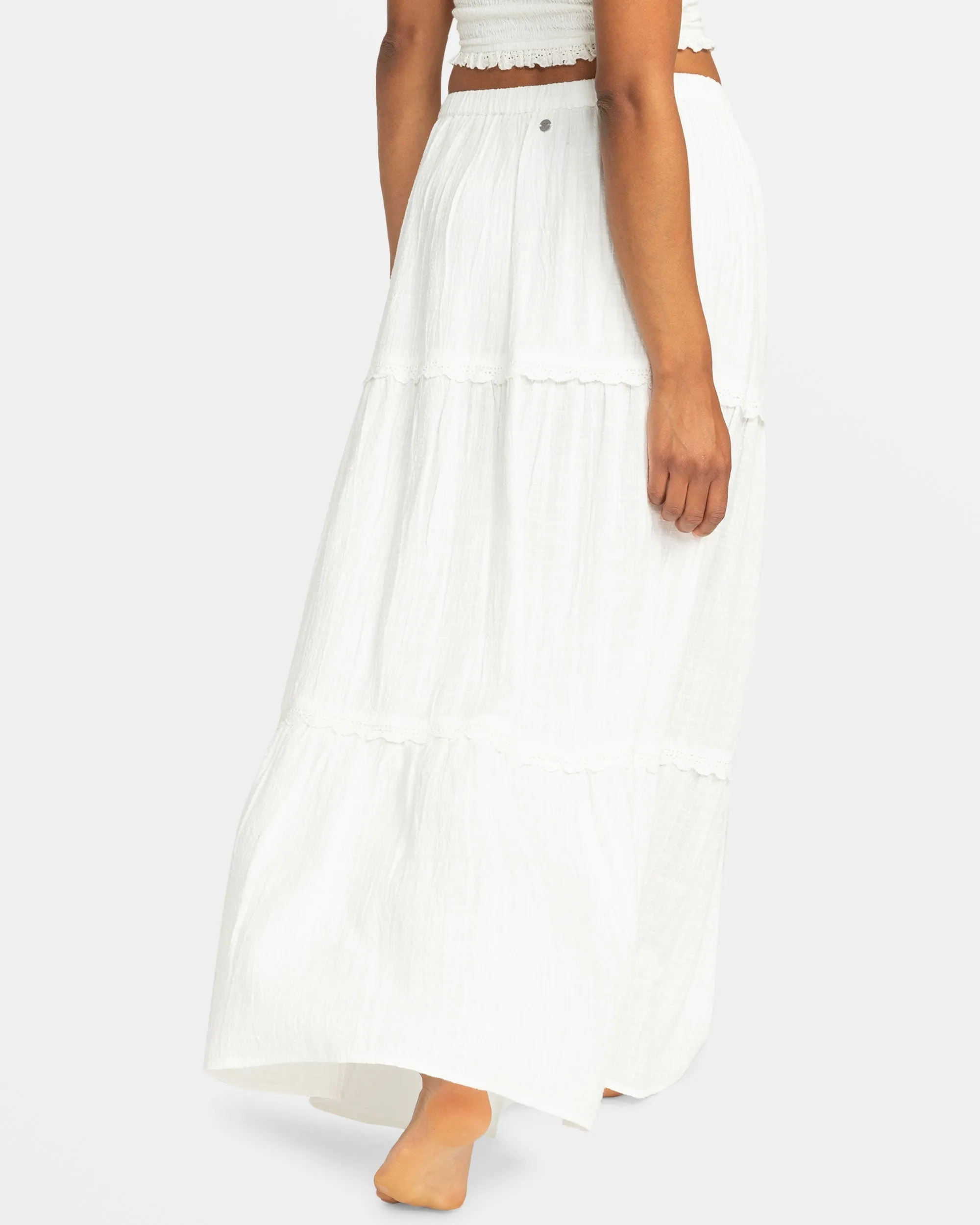 Beachside Tiered Maxi Skirt - Snow White