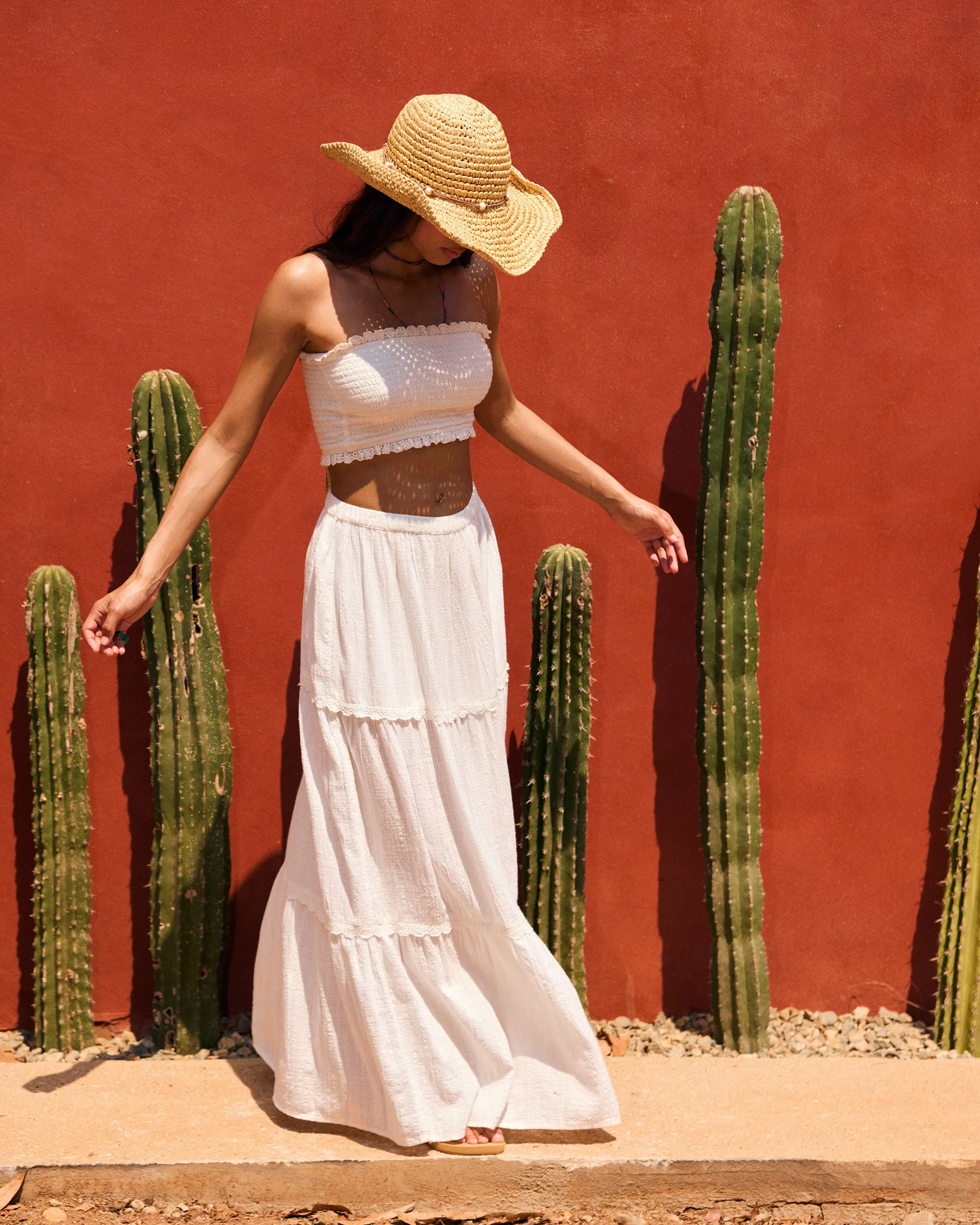 Beachside Tiered Maxi Skirt - Snow White