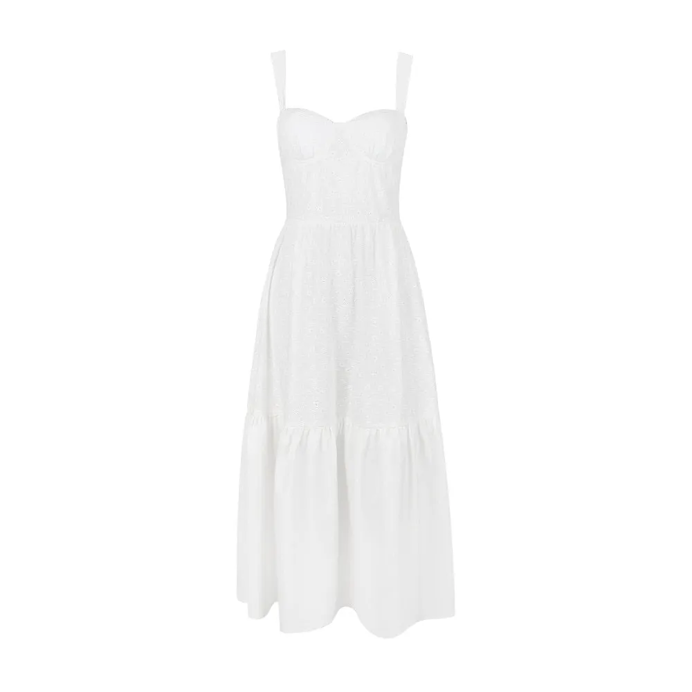 Belle White Midi Dress