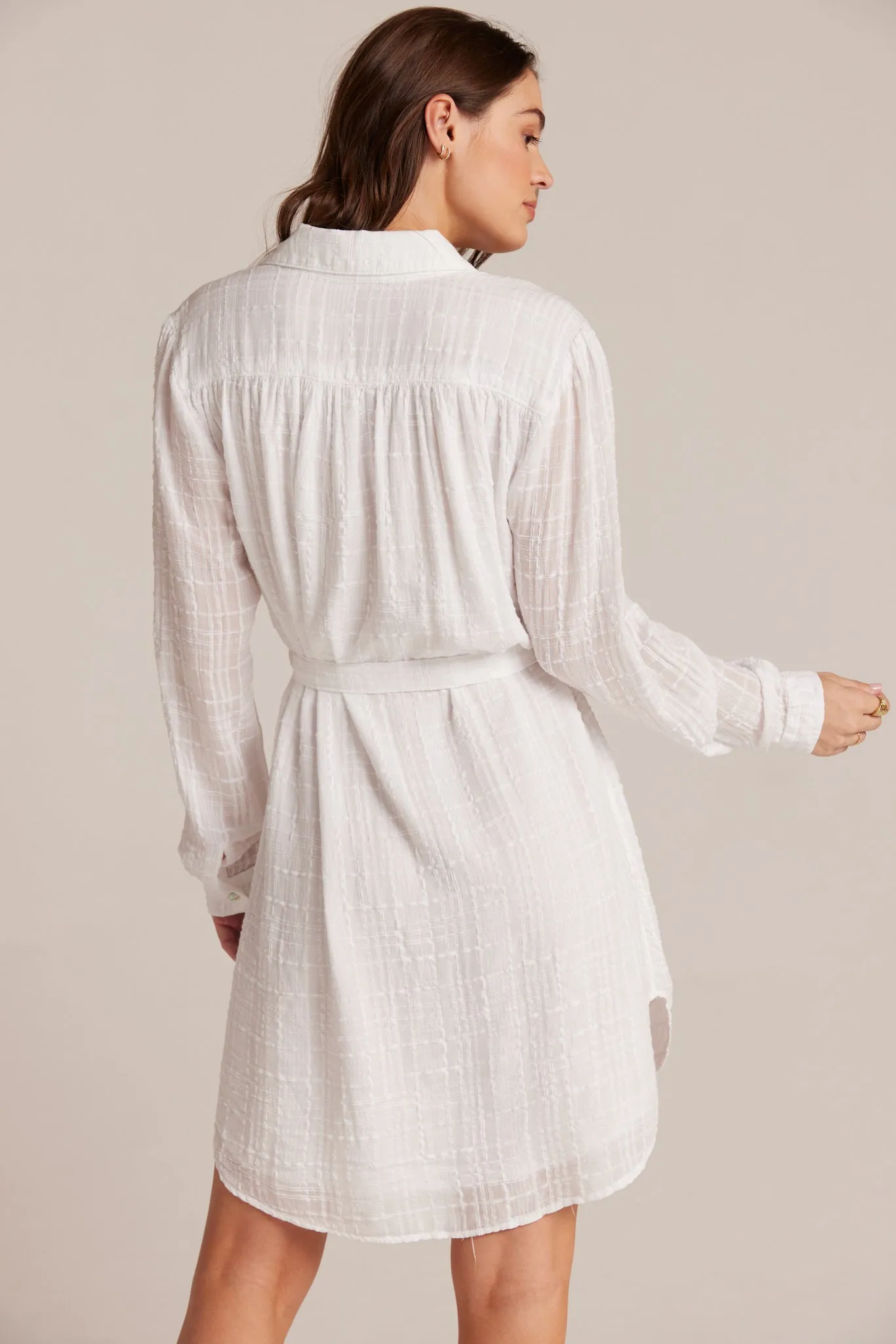 Belted Hidden Placket Dress - White