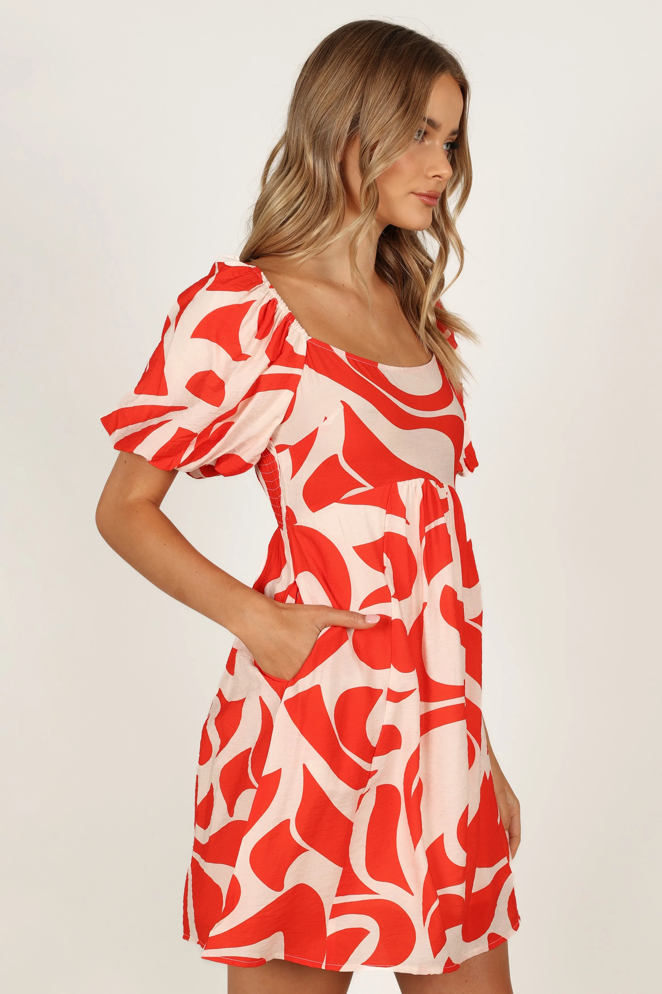 Bianca Mini Dress - White/Red